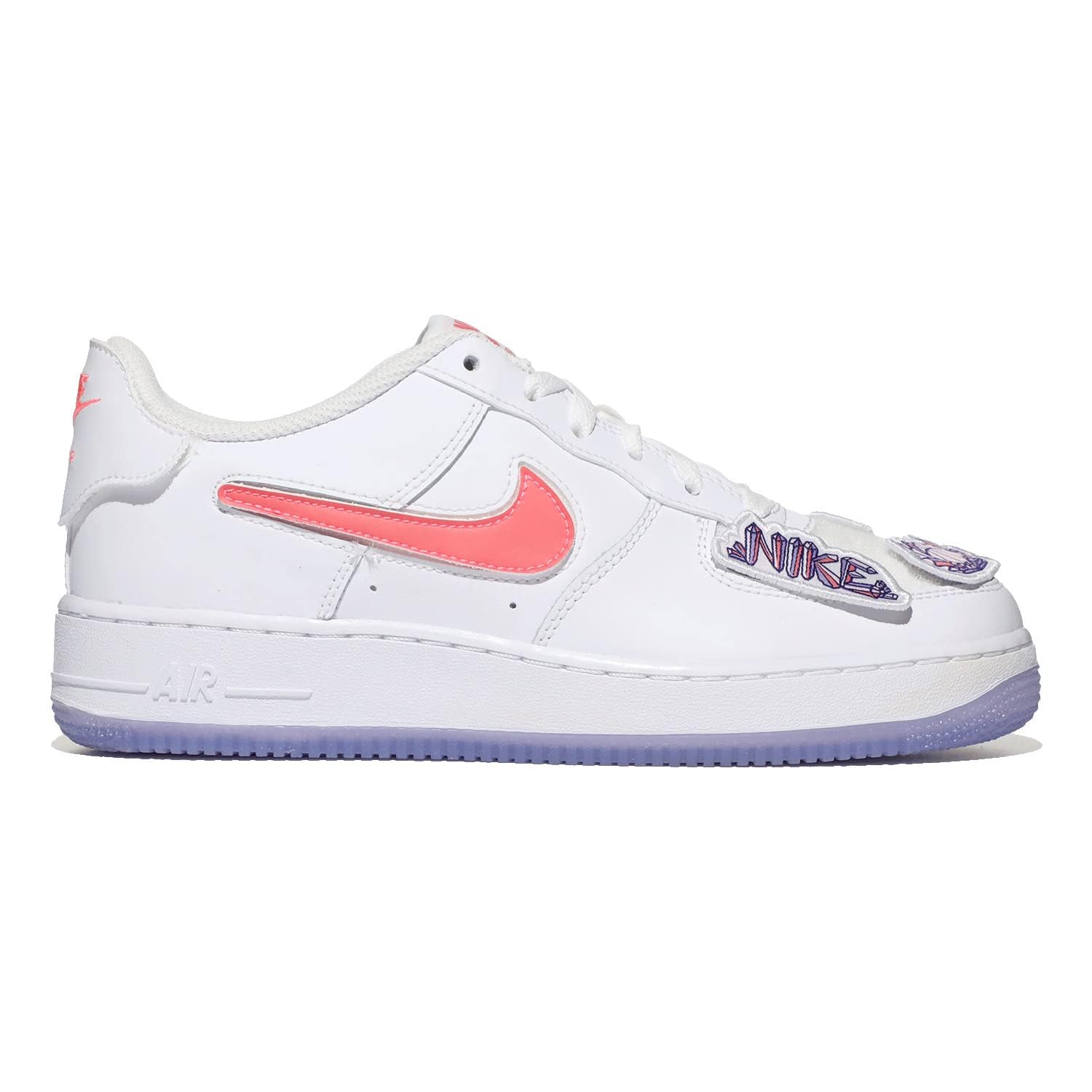 Nike Air Force 1 Low Grade School Sneakers with Removable Patches - White/Black DB1856-100 - Perfect for School, Sports & Casual Wear