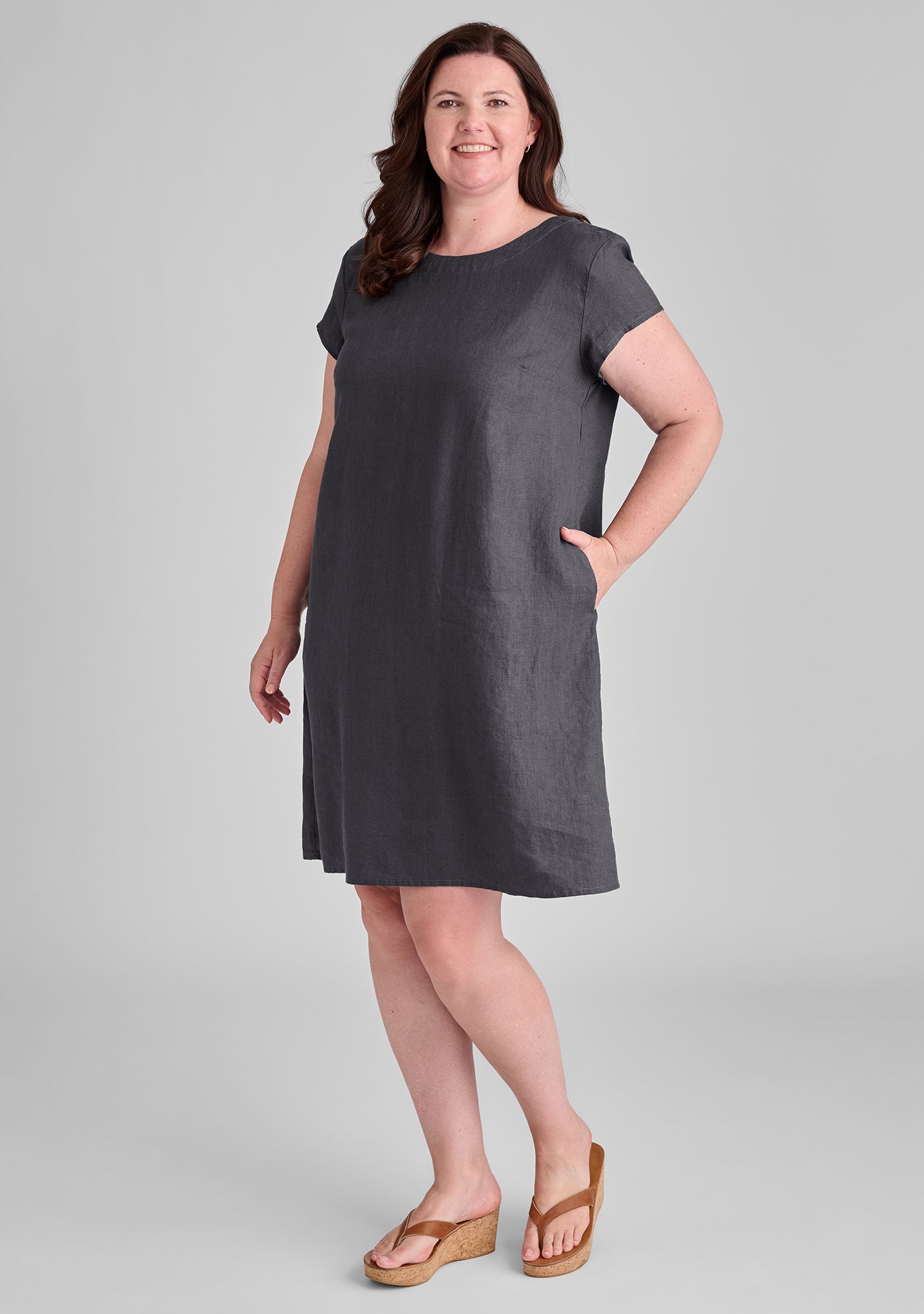 Tuck Back Linen Shift Dress - Women's Casual Summer Dress for Beach, Office & Everyday Wear