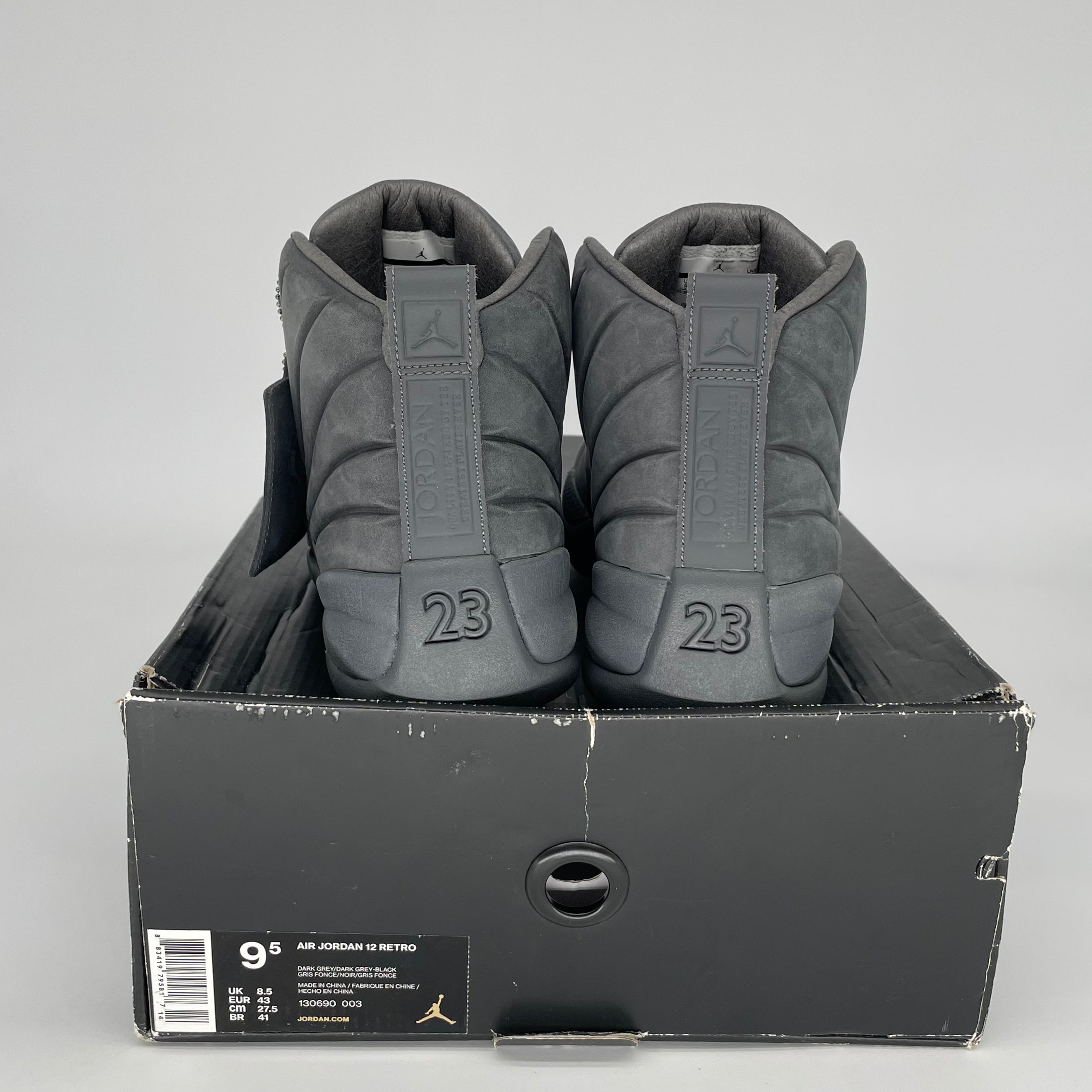 Original Air Jordan 12 PSNY Retro Basketball Shoes - Men's Size 9.5 (130690-003) Black/White - Perfect for Streetwear & Sneaker Collectors