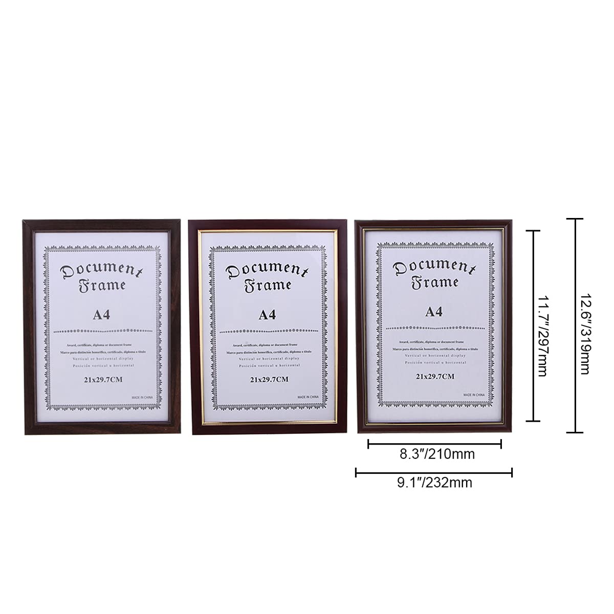 A4 Wooden Document Frame - Elegant Diploma, Certificate, Photo & Artwork Display for Table or Wall - Wine Red - Perfect for Home, Office & Gift Giving
