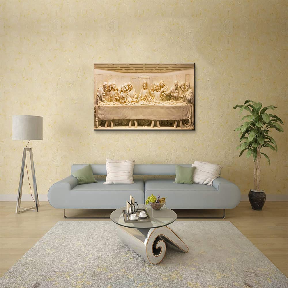 The Last Supper Canvas Wall Art - Jesus Christ Painting by Da Vinci - Christian Religious Wall Decor for Home & Church - Perfect for Dining Room, Kitchen, Living Room & Office Decor (28''H x 40''W)