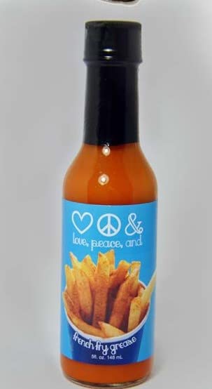 Love, Peace And French Fry Grease Hot Sauce - 3 Pack (5 Oz Bottles) | Spicy Gourmet Sauce for Burgers, Wings, Tacos & BBQ | Perfect Gift for Hot Sauce Lovers
