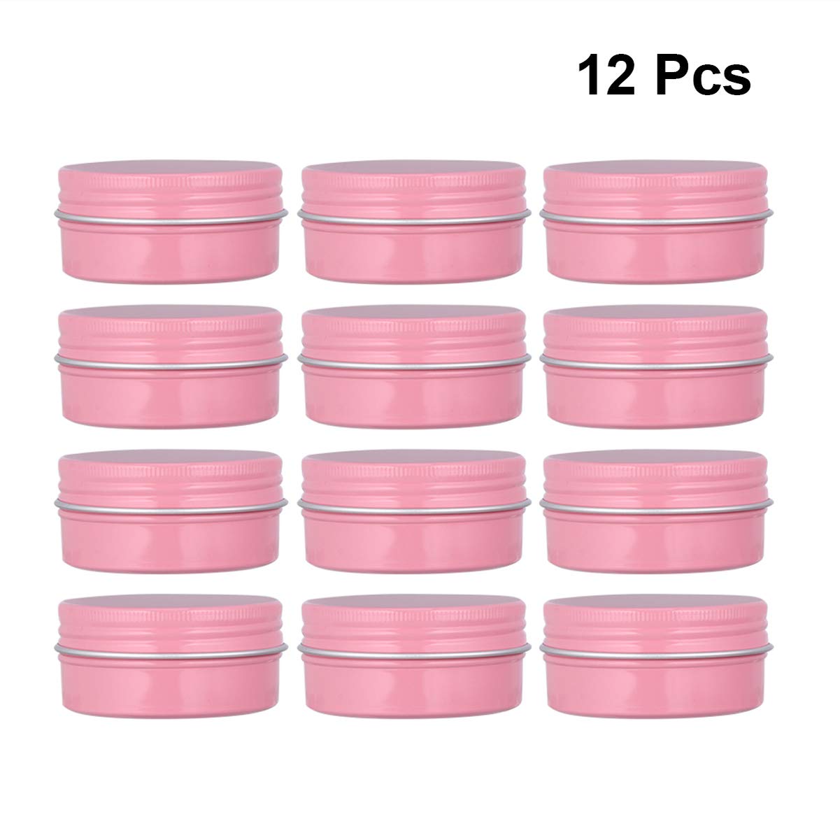 Exceart 12-Piece Cosmetic Sample Jars Set - Travel-Friendly Round Tins with Lids for Creams, Balms & Diffuser Oils | Mini Pink Empty Containers for DIY, Skincare & Cookie Storage | Perfect for Home, Salon & On-the-Go Use