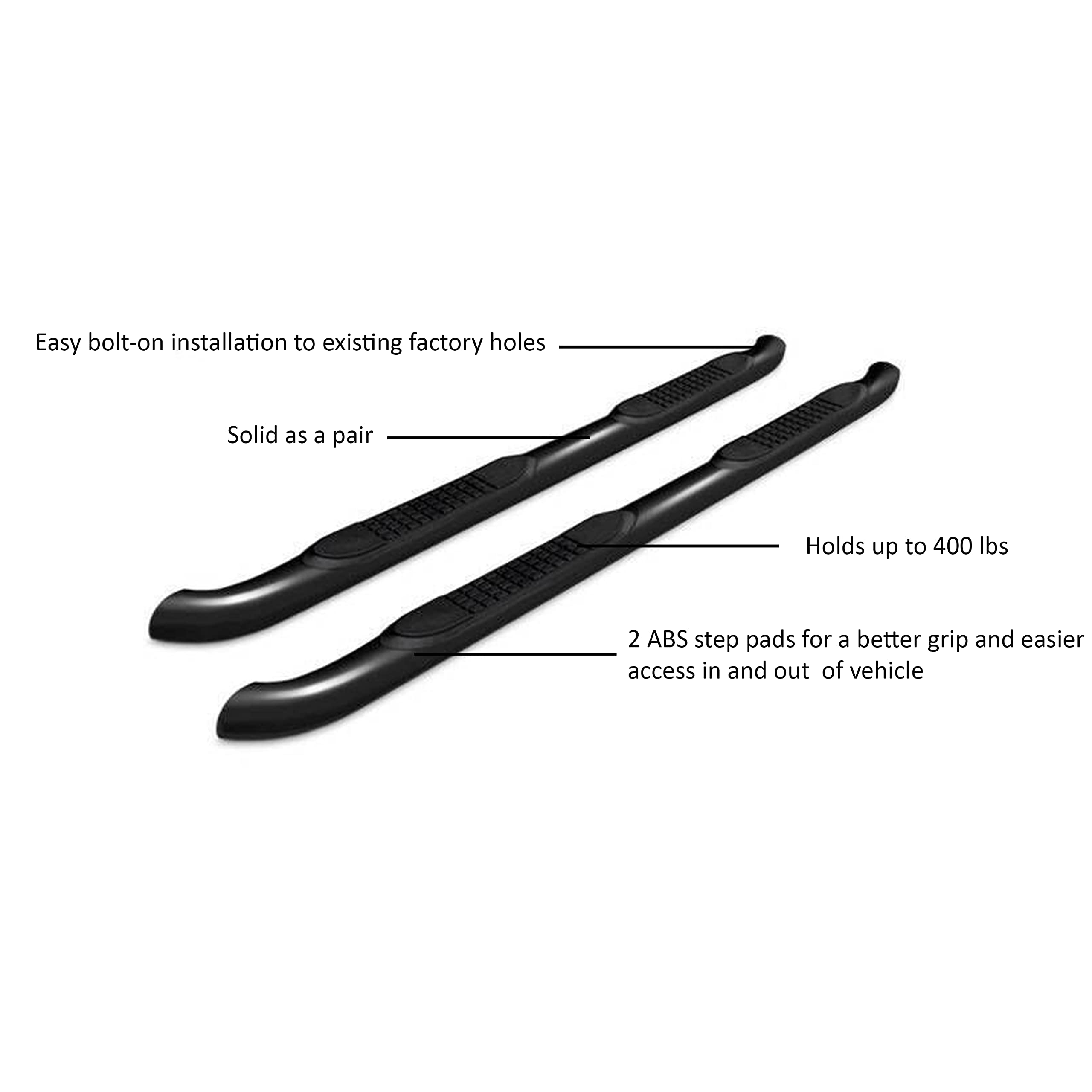 Black Horse 3-in-1 Side Steps for 2019-2024 Toyota RAV4 & 2021-2024 Venza | Matte Black Nerf Bars | Off-Road Protection & Easy Entry (Model 9B93904A) - Perfect for Adventure & Daily Commute