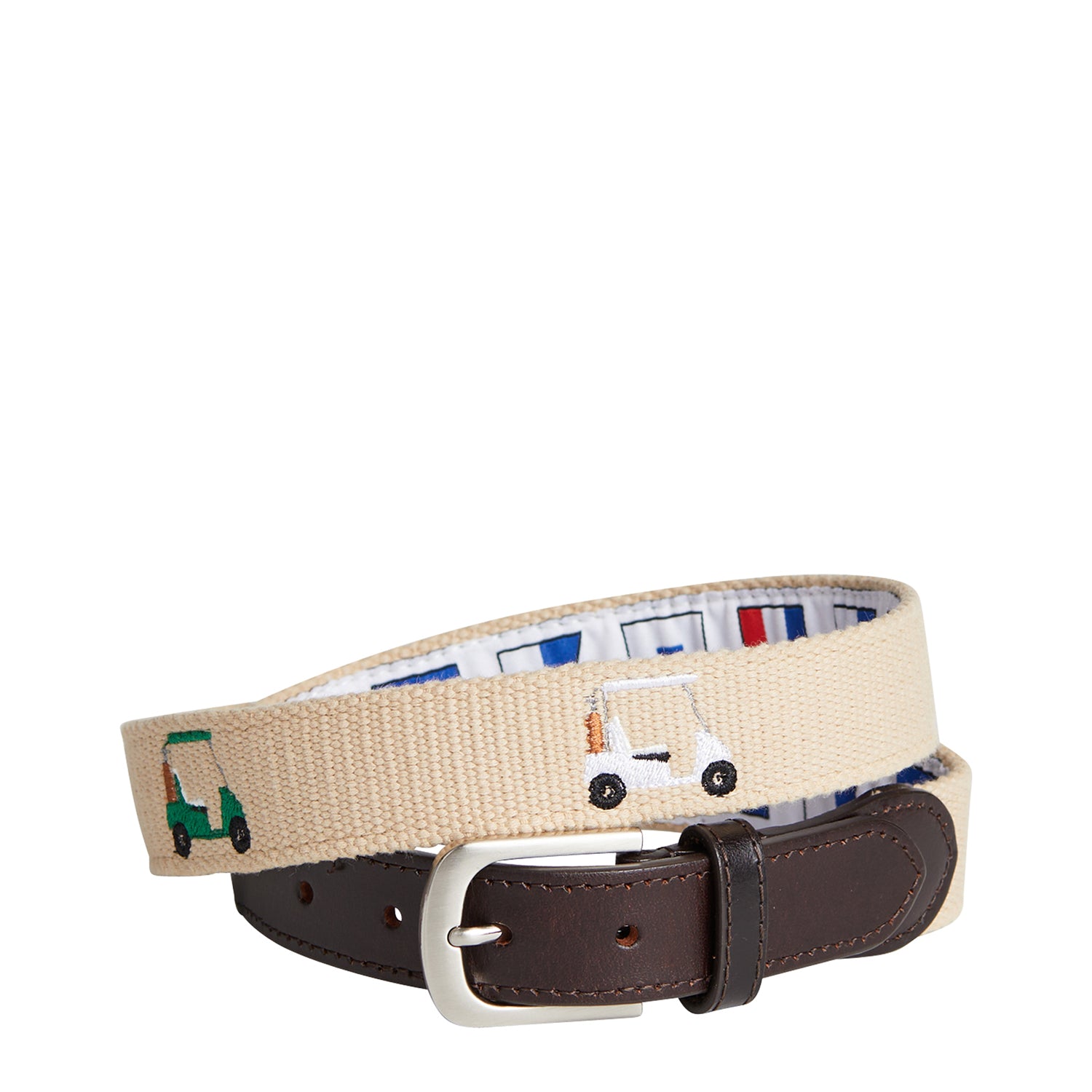 Golf Cart Embroidered Bowsprit Belt in Tan - Stylish and Durable for Golf Enthusiasts & Casual Wear