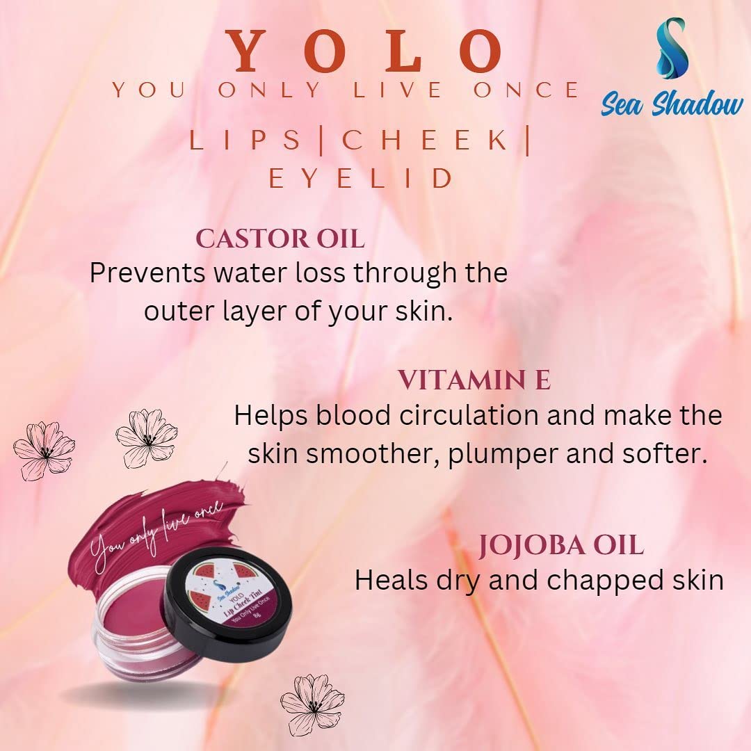 SEA SHADOW Matte Lip & Cheek Tint - Jojoba Oil & Vitamin E Enriched Multipot for Lips, Cheeks & Eyelids | Raspberry Pink Long-Lasting Makeup | Perfect for Daily Wear, Date Night & Special Occasions