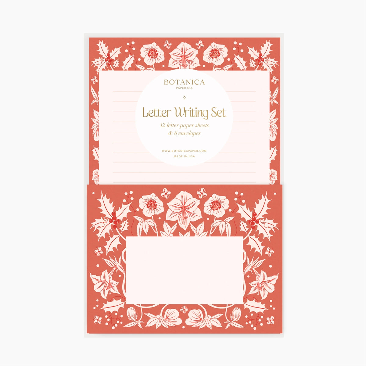 Botanica Paper Co. Winter Botanicals Letter Writing Set - Elegant Stationery for Holiday Cards, Thank You Notes & Winter Correspondence