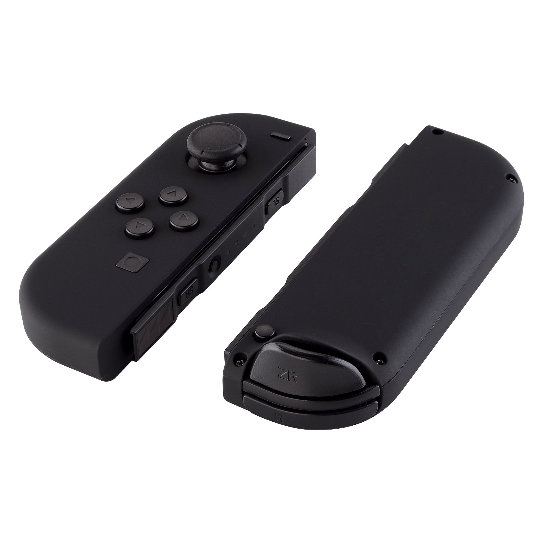 eXtremeRate Soft Touch Grip Black Replacement Shell Case for Nintendo Switch JoyCon & OLED JoyCon - DIY Controller Housing with Full Button Set (Console Shell Not Included) - Perfect for Gaming, Travel, and Home Entertainment