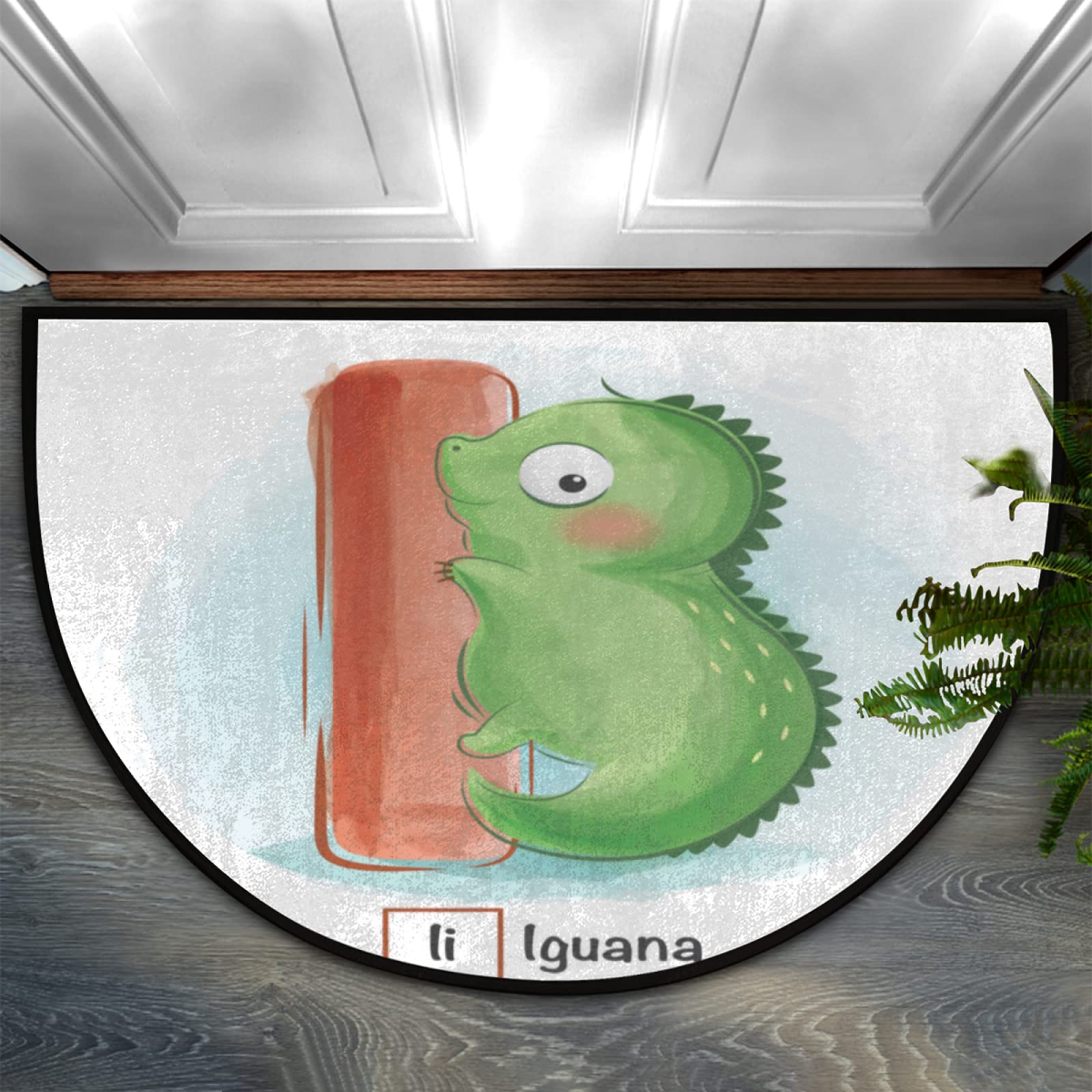 Stylish Iguana Animal Alphabet Half Round Door Mat 24