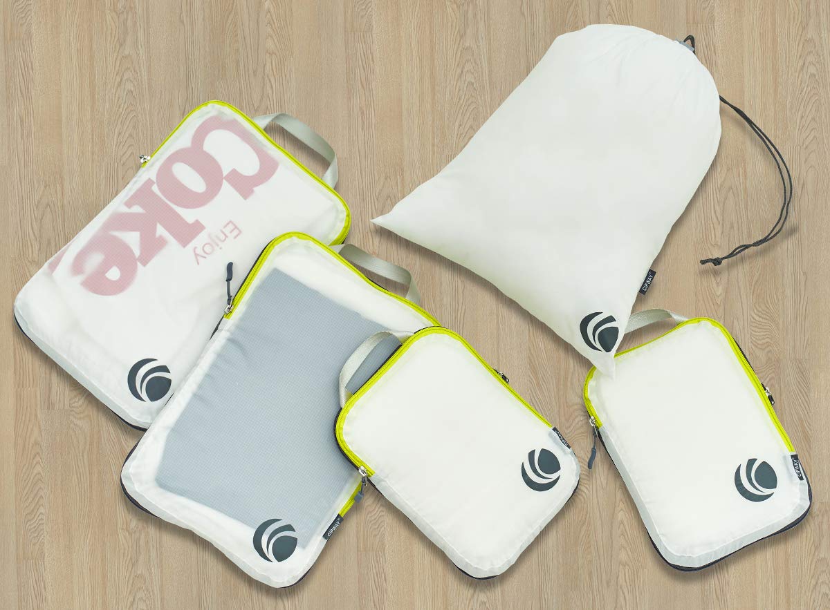 Cipway - 5 Set Ultralight Compression Packing Cubes for Travel, Luggage Organizer for Suitcase & Backpack (White) - Perfect for Weekend Trips, Business Travel & Vacation Packing