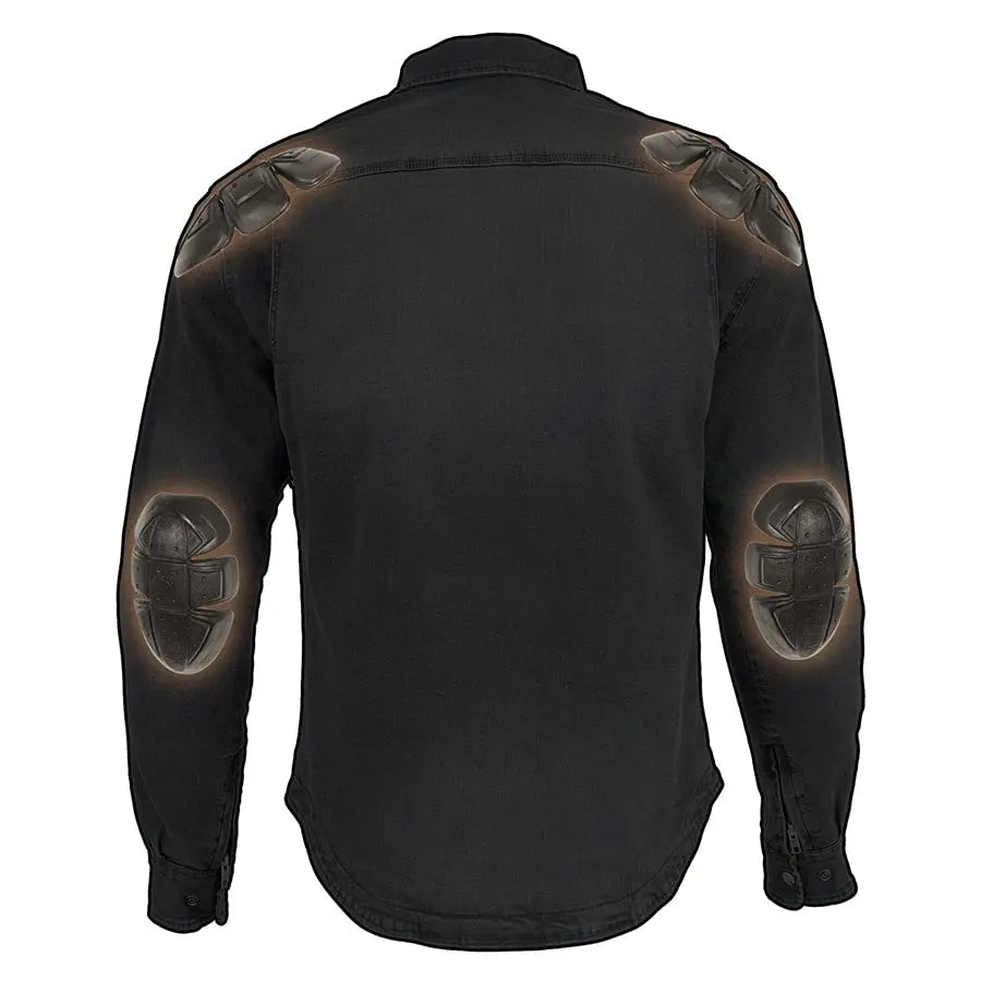 Milwaukee Leather Men's Faded Denim Armored Shirt Jacket - Motorcycle Riding Gear for Bikers & Outdoor Protection