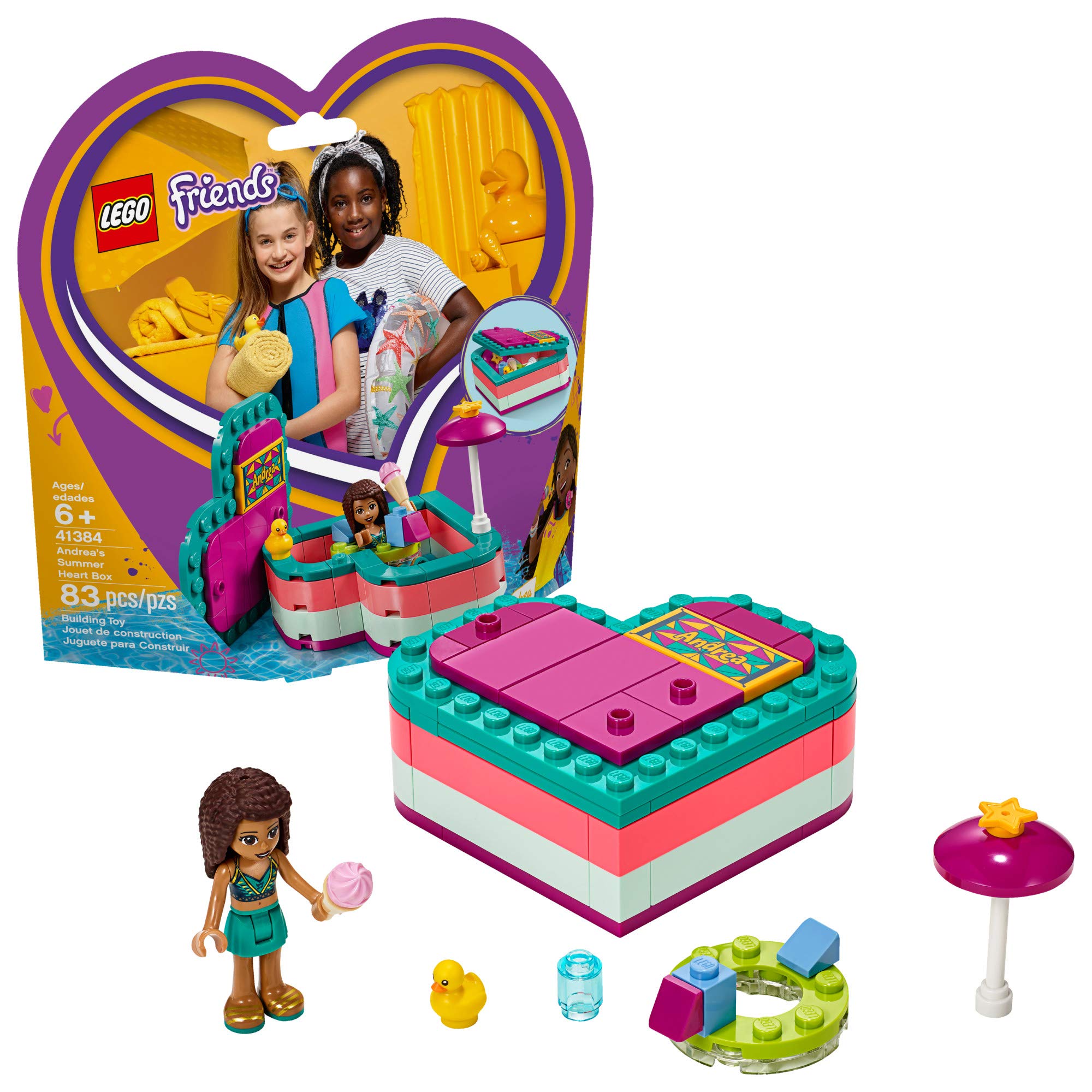 LEGO Friends Andrea’s Summer Heart Box 41384 Building Kit - 83 Piece Creative Construction Toy for Kids | Perfect Birthday Gift & Summer Activity for Girls Ages 6+ | Encourages Creativity & Imaginative Play