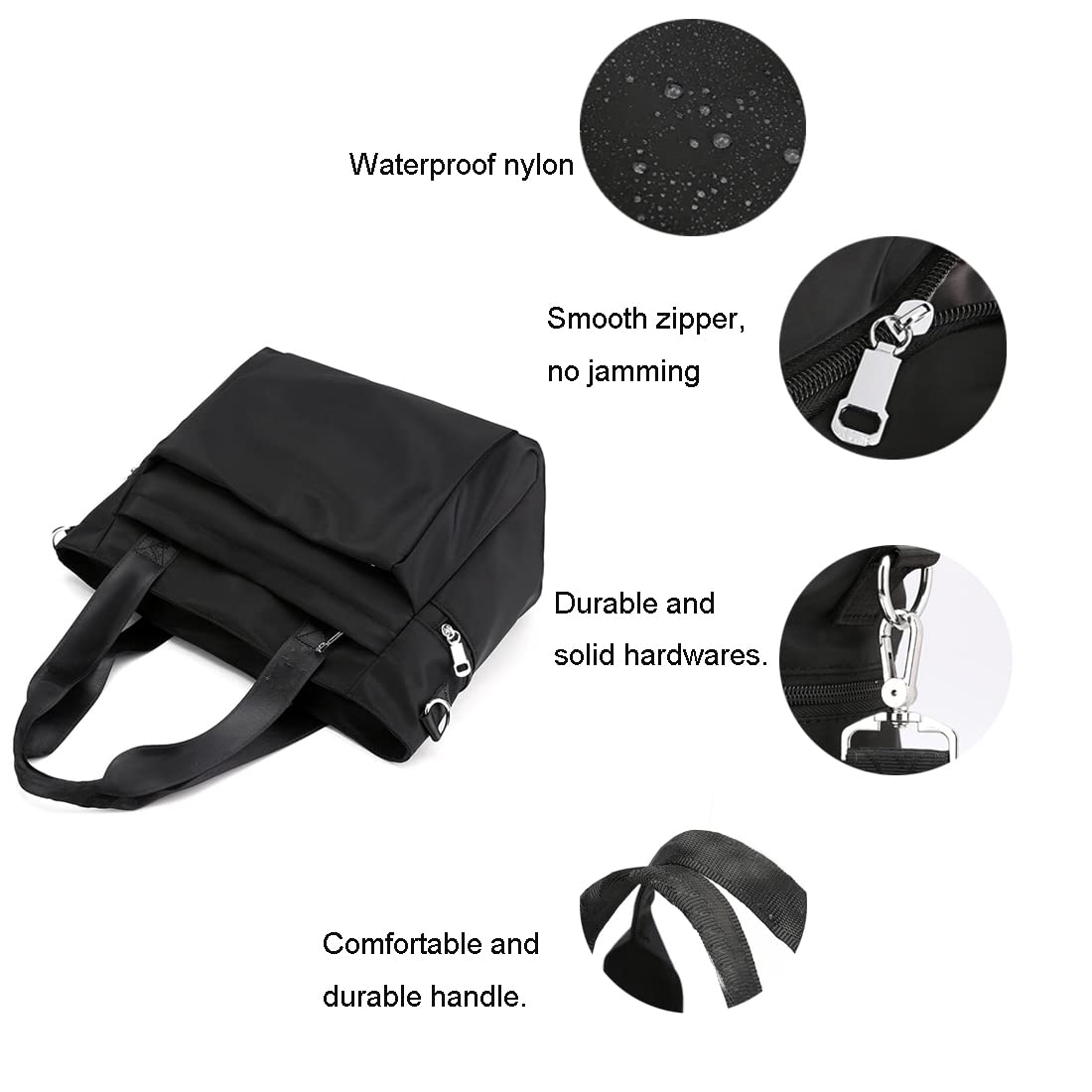 Waterproof Nylon Tote Bag for Women - Lightweight Travel & Work Shoulder Bag