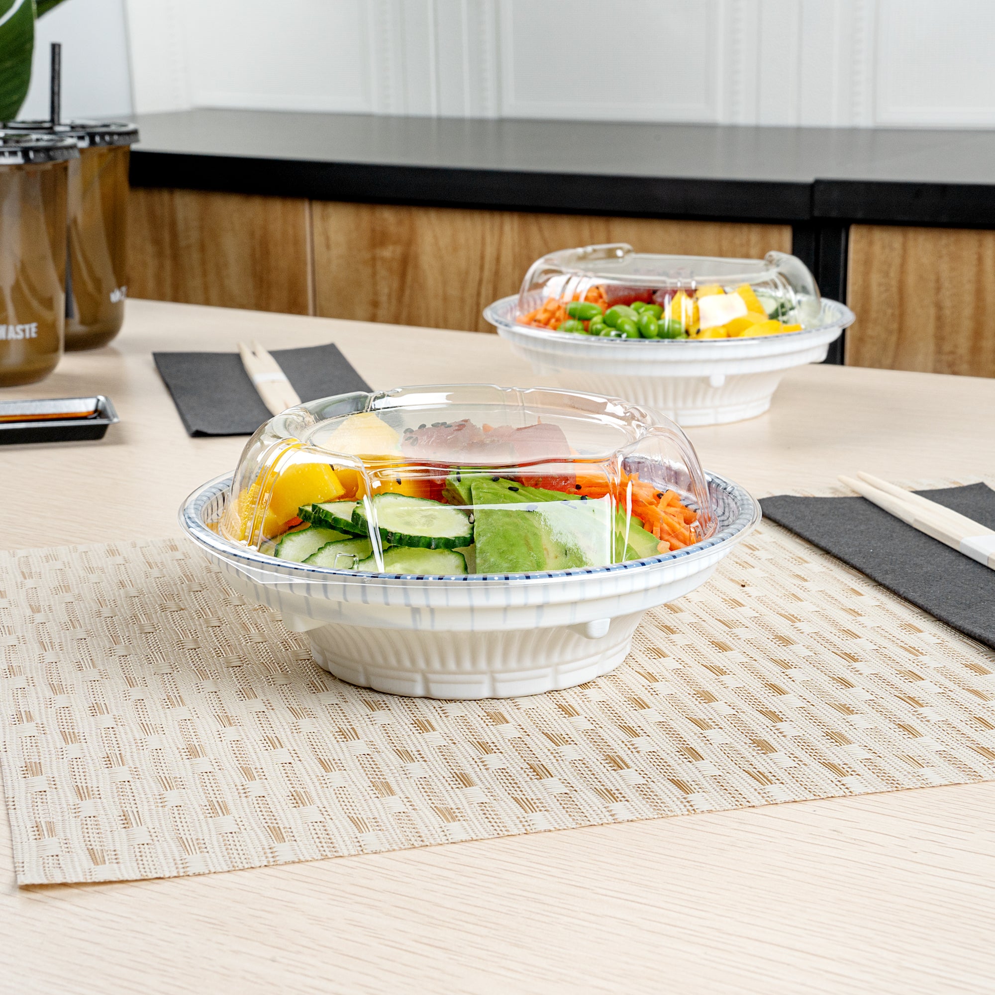 Clear Round Plastic Bento Box Lid - Fits 10oz Asian Style Bowls (6.75