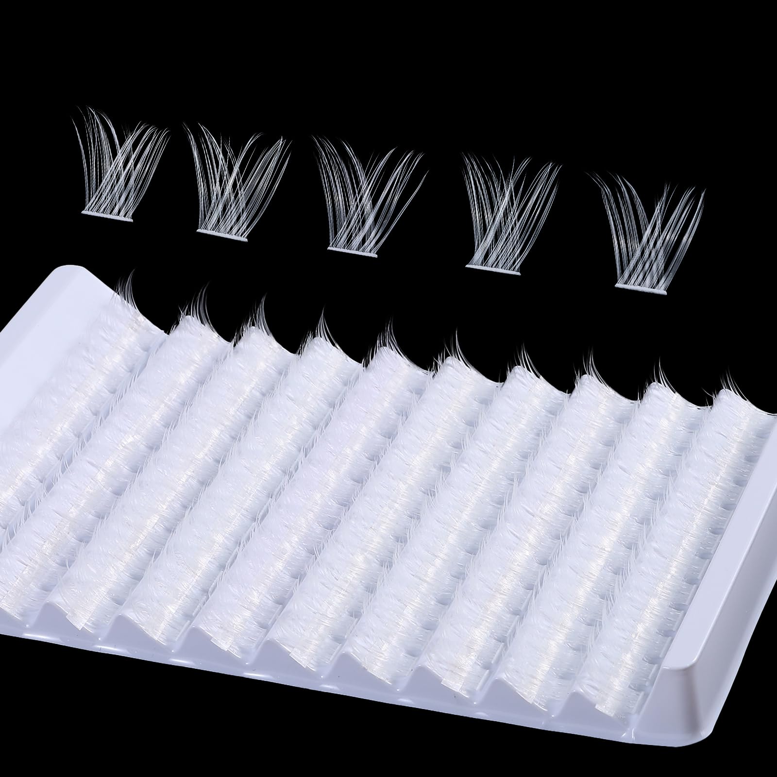 Outopen White Lashes Clusters 140Pcs - Natural Look False Eyelash Extensions, D Curl Wispy Cat Eye Lashes for DIY Lash Extensions at Home (W01) - Perfect for Parties, Weddings & Everyday Glam