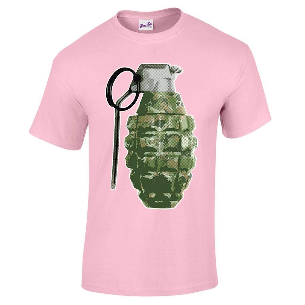 Men's Hand Grenade Skull & Bones Camouflage Festival T-Shirt | Edgy Military Style Graphic Tee for Concerts, Raves & Outdoor Events