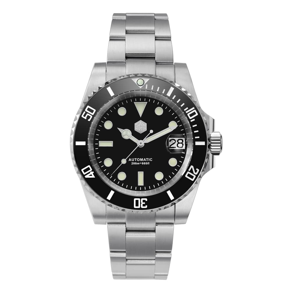 San Martin SN017-G V3 Automatic Diver Watch for Men - 40.5mm Luxury Stainless Steel Dive Watch with NH35 Movement, 20Bar Water Resistance, Sapphire Crystal & Luminous Markers - Perfect for Scuba Diving, Swimming & Everyday Wear
