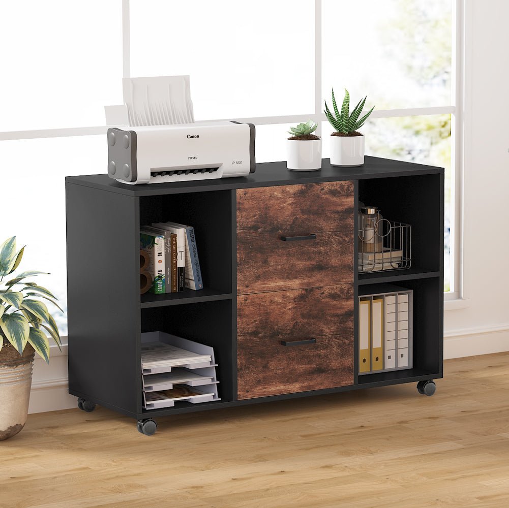 2 Drawer File Cabinet - Large Mobile Letter Size Filing Cabinet with Locking Wheels for Office, Home, or School Organization and Document Storage