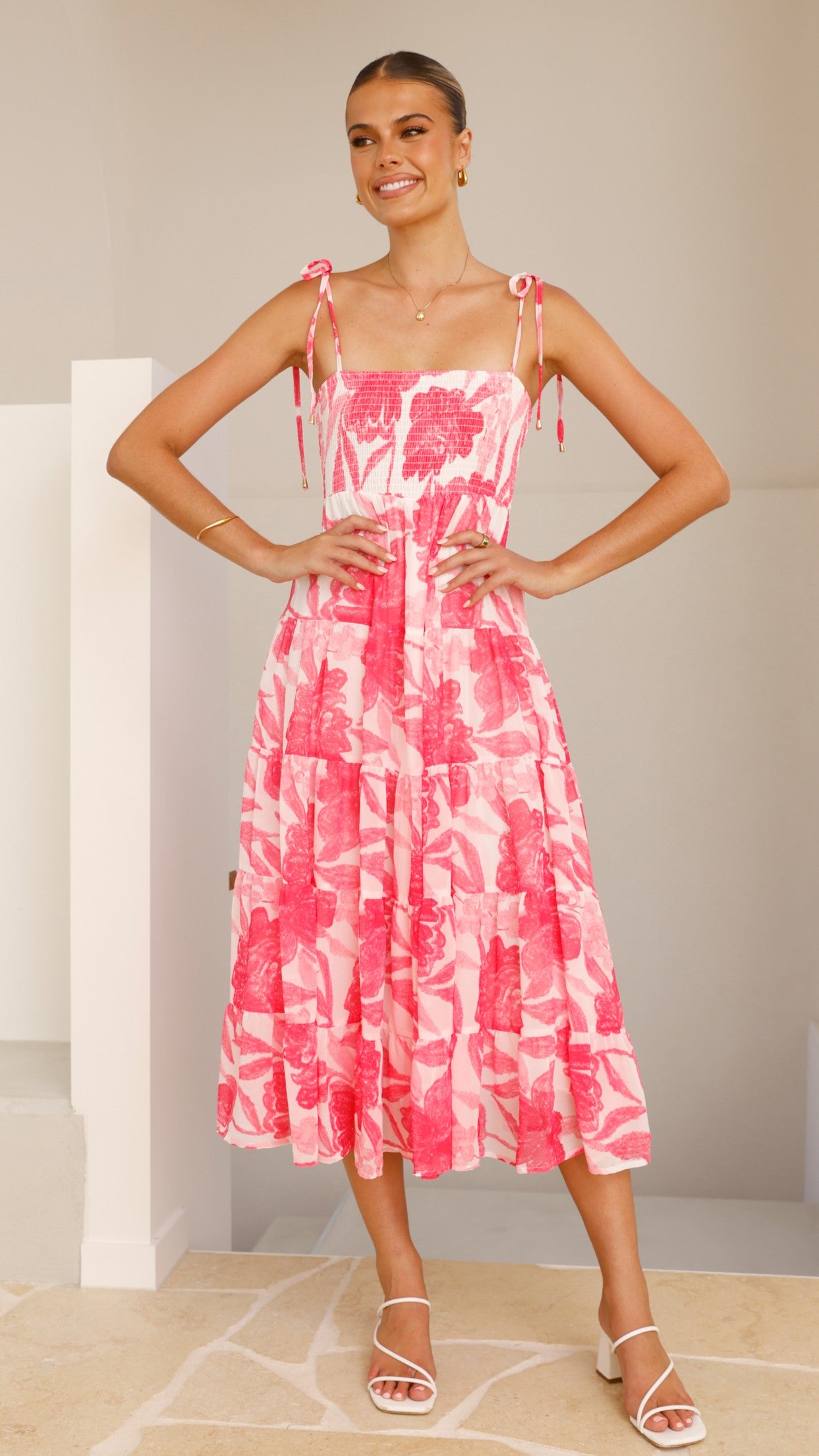 Gwynne Maxi Dress - Floral Pink Print Summer Dress for Women | Beach, Party & Casual Wear