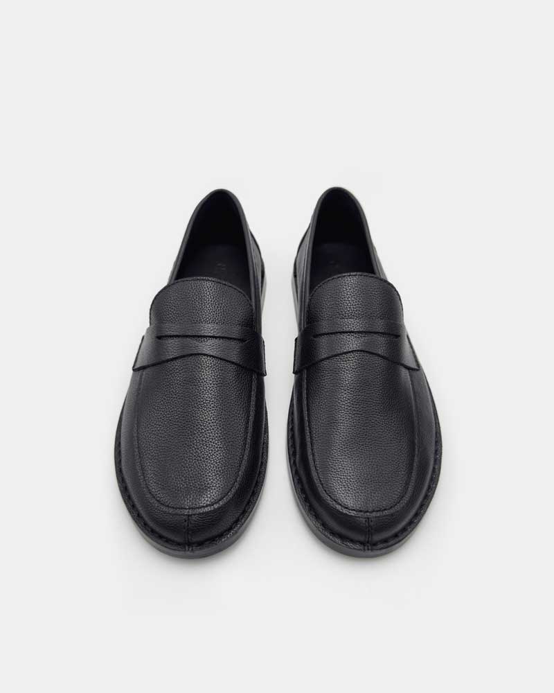 Black Leather Classic Penny Loafers for Men - Comfortable & Stylish Slip-On Shoes for Business, Casual & Office Wear