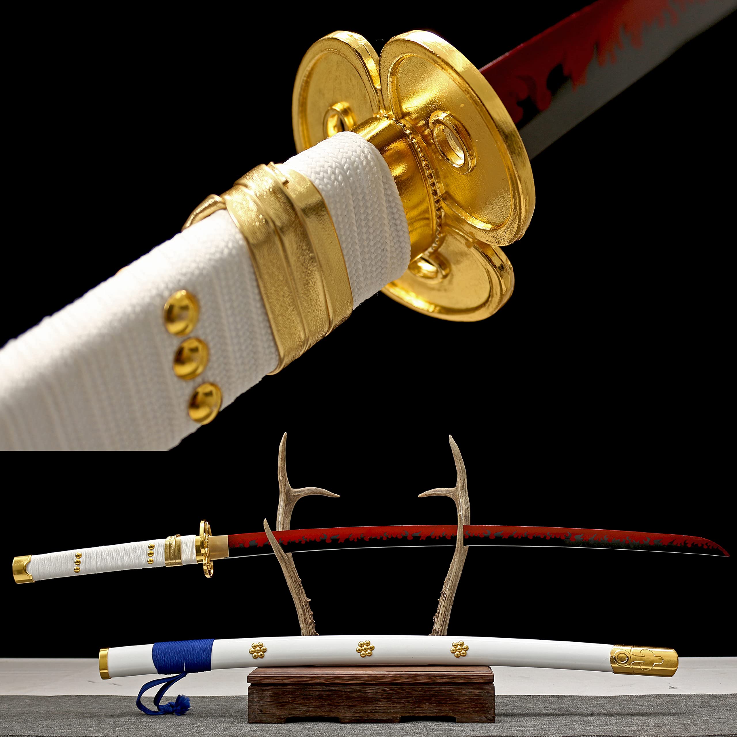 Premium Roronoa Zoro Anime Sword Replica - Yama Enma & Ame no Habakiri - Carbon Steel Cosplay Weapon for One Piece Fans | Perfect for Costumes, Collecting, and Display