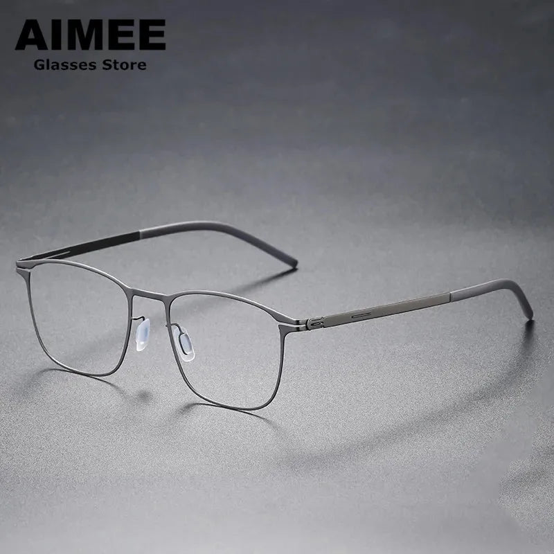 Aimee Unisex Full Rim Square Stainless Steel Eyeglasses Frame 2259 - Lightweight Durable Glasses for Men & Women - Perfect for Reading, Work, and Everyday Fashion