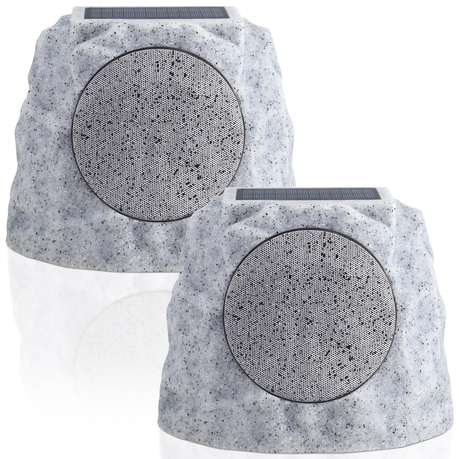 Solar Powered Bluetooth Rock Speakers Outdoor Waterproof - 2 Pack Wireless Garden Speakers with RGB Lights & TWS Pairing, Perfect for Patio, Backyard, Pool Party, BBQ and Deck Entertainment