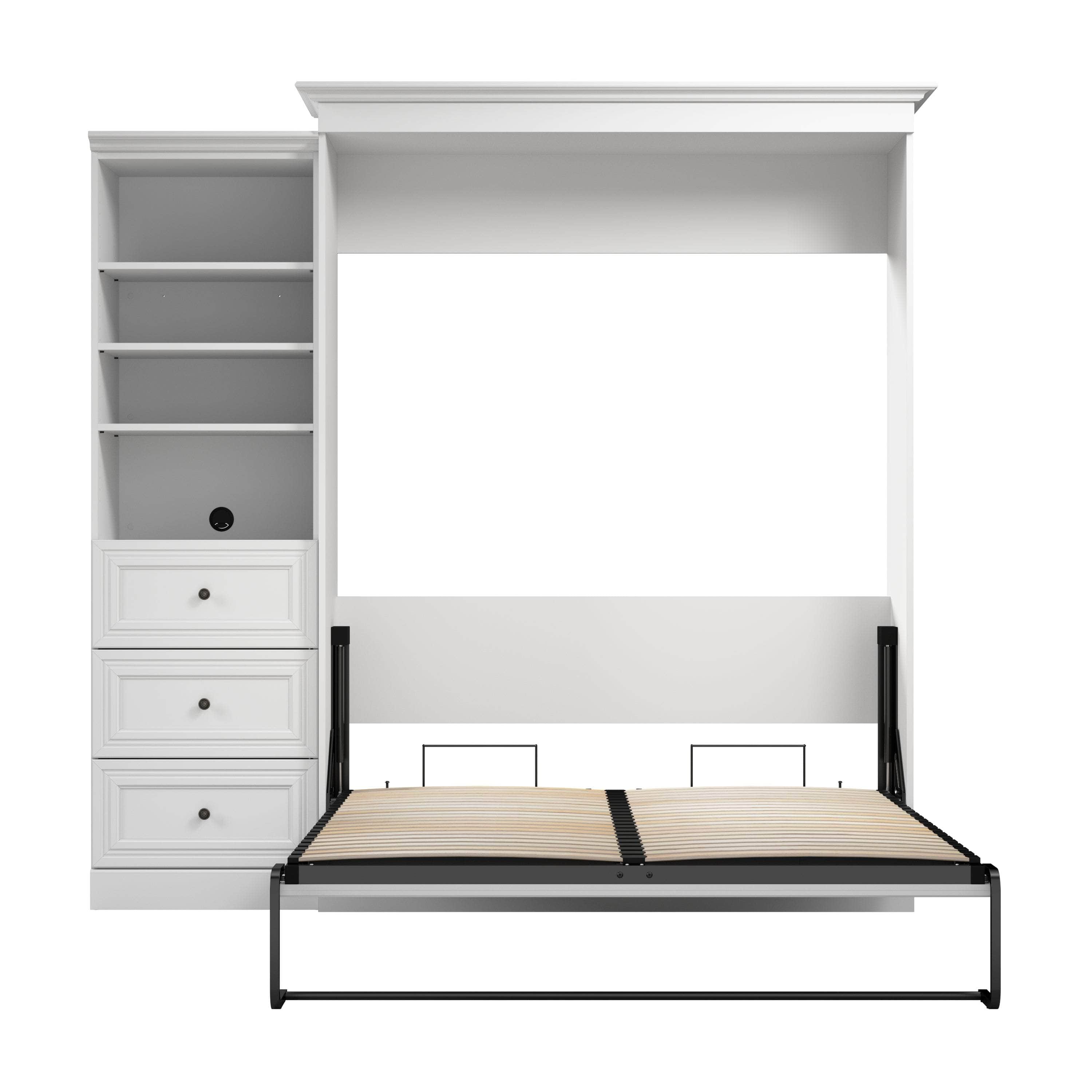 Space-Saving Queen Murphy Wall Bed with Built-In Closet & Drawers - 2 Color Options | Perfect for Small Apartments, Guest Rooms & Home Offices