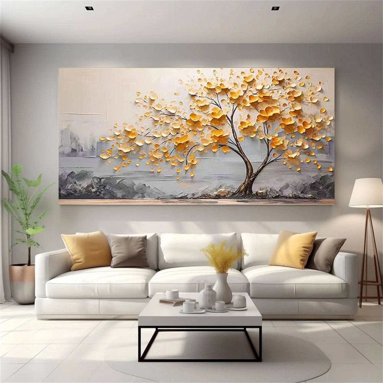 Flower and Tree Painting #FT123 - Handmade Canvas Art for Home Decor, Office, and Living Room Wall