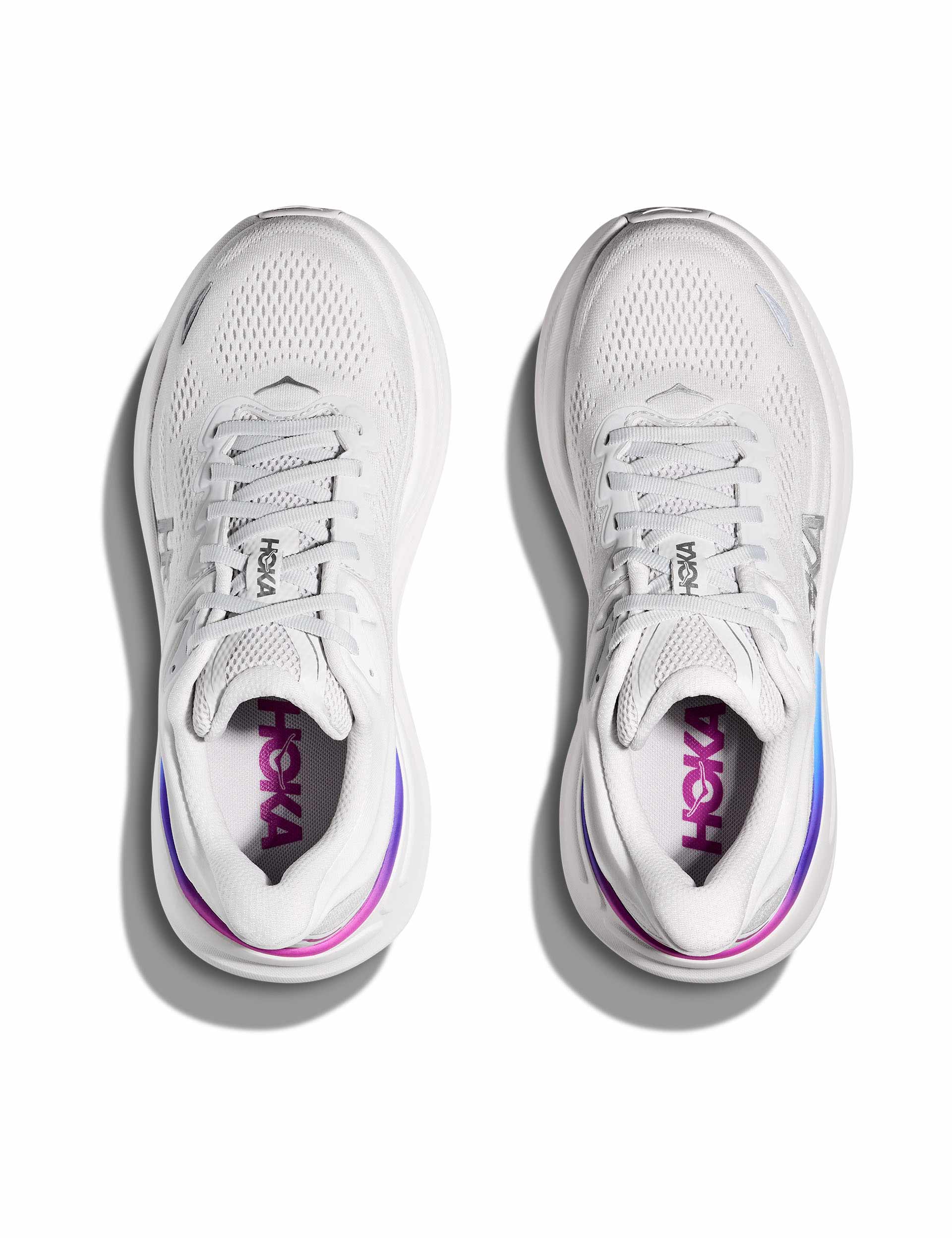 Hoka Bondi 9 Running Shoes - Cosmic Grey/White - Cushioned Comfort for Long-Distance Running & Walking