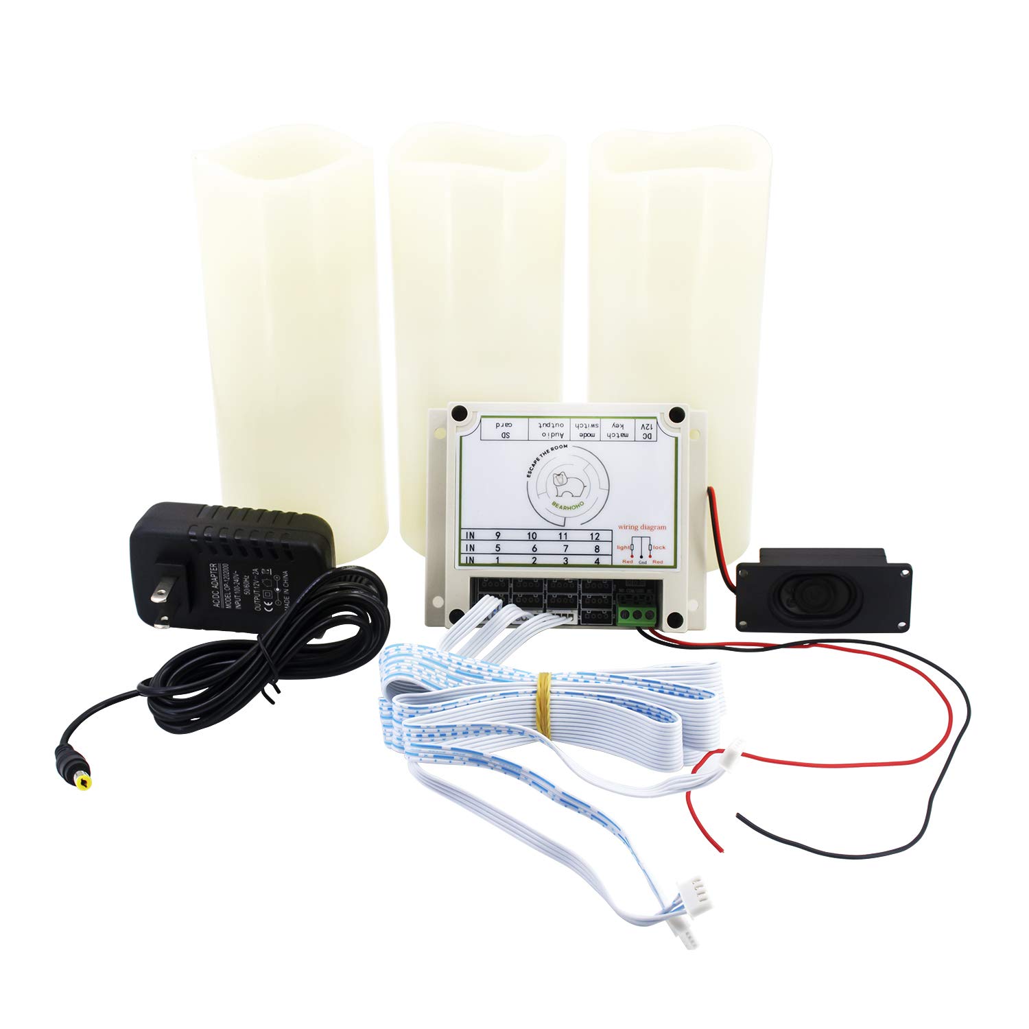 Realistic Escape Room Candle Props - Blow Out to Unlock Puzzle Game for Indoor Adventure (Set of 3 Candles with EM Lock Control) | Perfect for Mystery Games, Team Building & Escape Room Enthusiasts