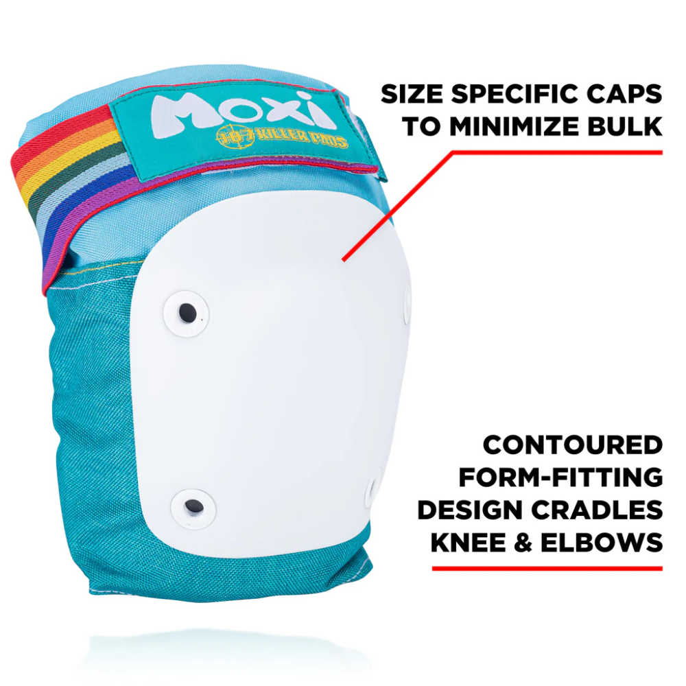 187 Moxi Junior Pads Six Pack - Protective Knee and Elbow Pads Set for Kids Skateboarding, Roller Skating & Scooter Riding - Durable Safety Gear for Young Athletes