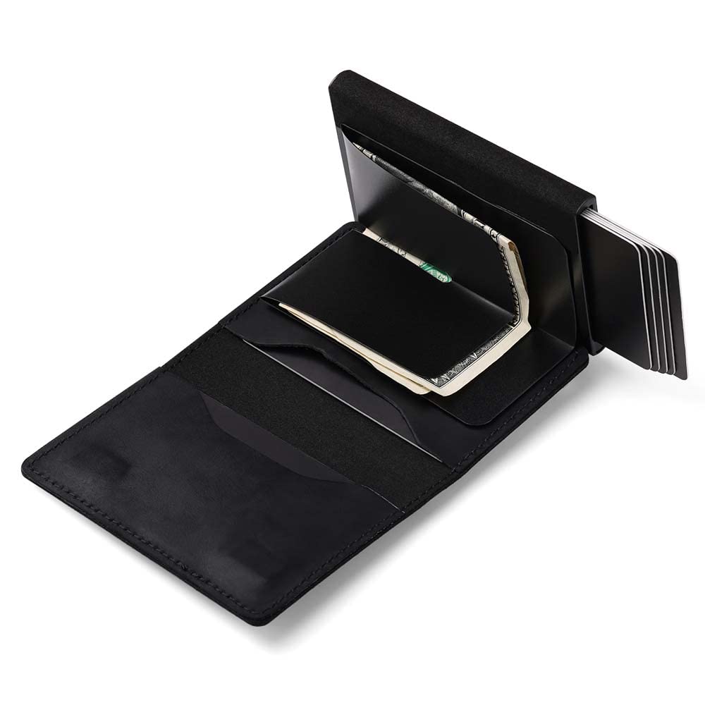 Premium Genuine Leather Airtag Wallet & Key Holder for Men - RFID Blocking Multifunctional Wallet with Apple AirTag Case Cover - Perfect for Travel, Daily Use & Anti-Theft Protection (Black)