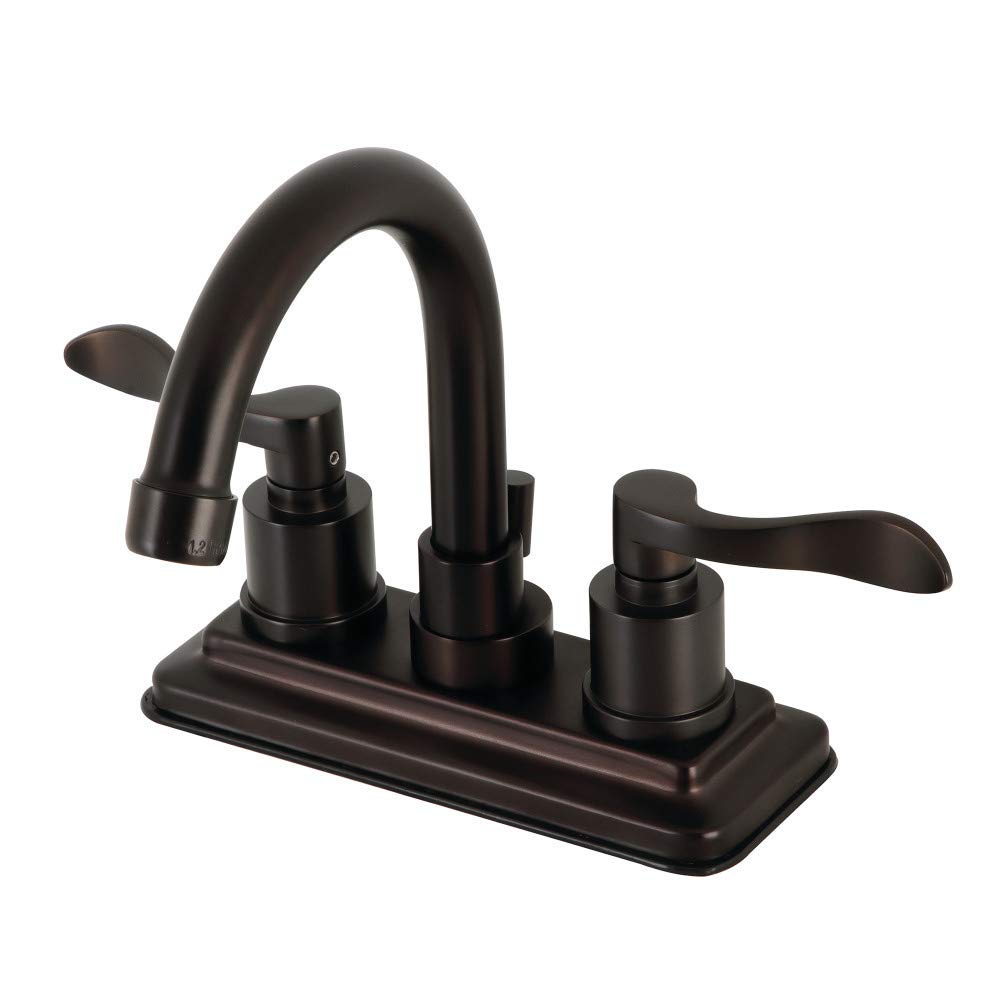 Kingston Brass KS8665DFL NuWave 4 Inch Centerset Bathroom Faucet with Brass Pop-Up Drain - Oil Rubbed Bronze Finish for Bathroom Sink Vanity Upgrade