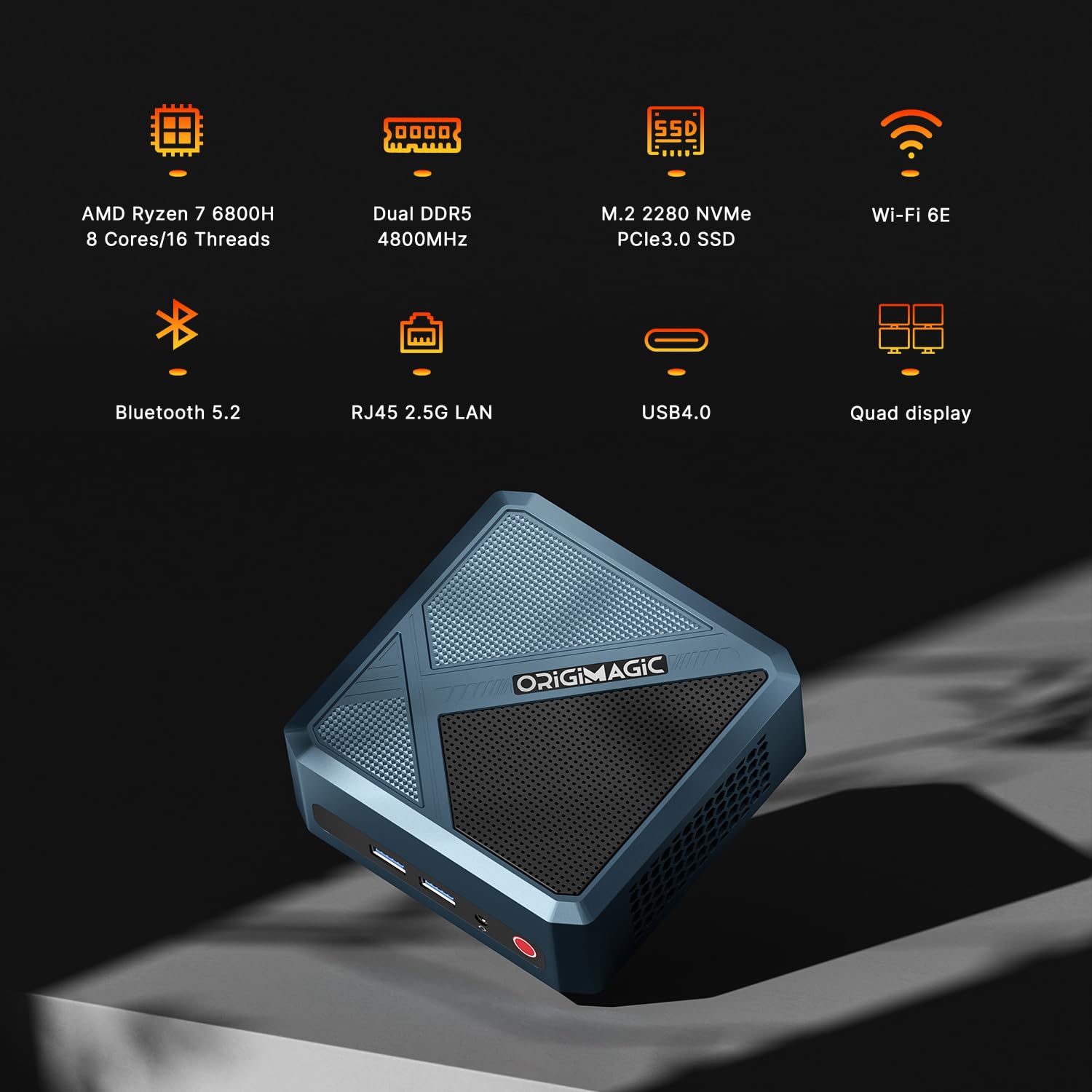 N2 PRO Mini Gaming PC - AMD Ryzen 7 6800H (Up to 4.7GHz), 32GB DDR5 RAM, 512GB PCIe SSD, Dual HDMI & USB4, BT 5.2/WiFi 6E, 2.5G LAN, Windows 11 Pro - Compact Desktop Computer for Gaming, Streaming & Office Work