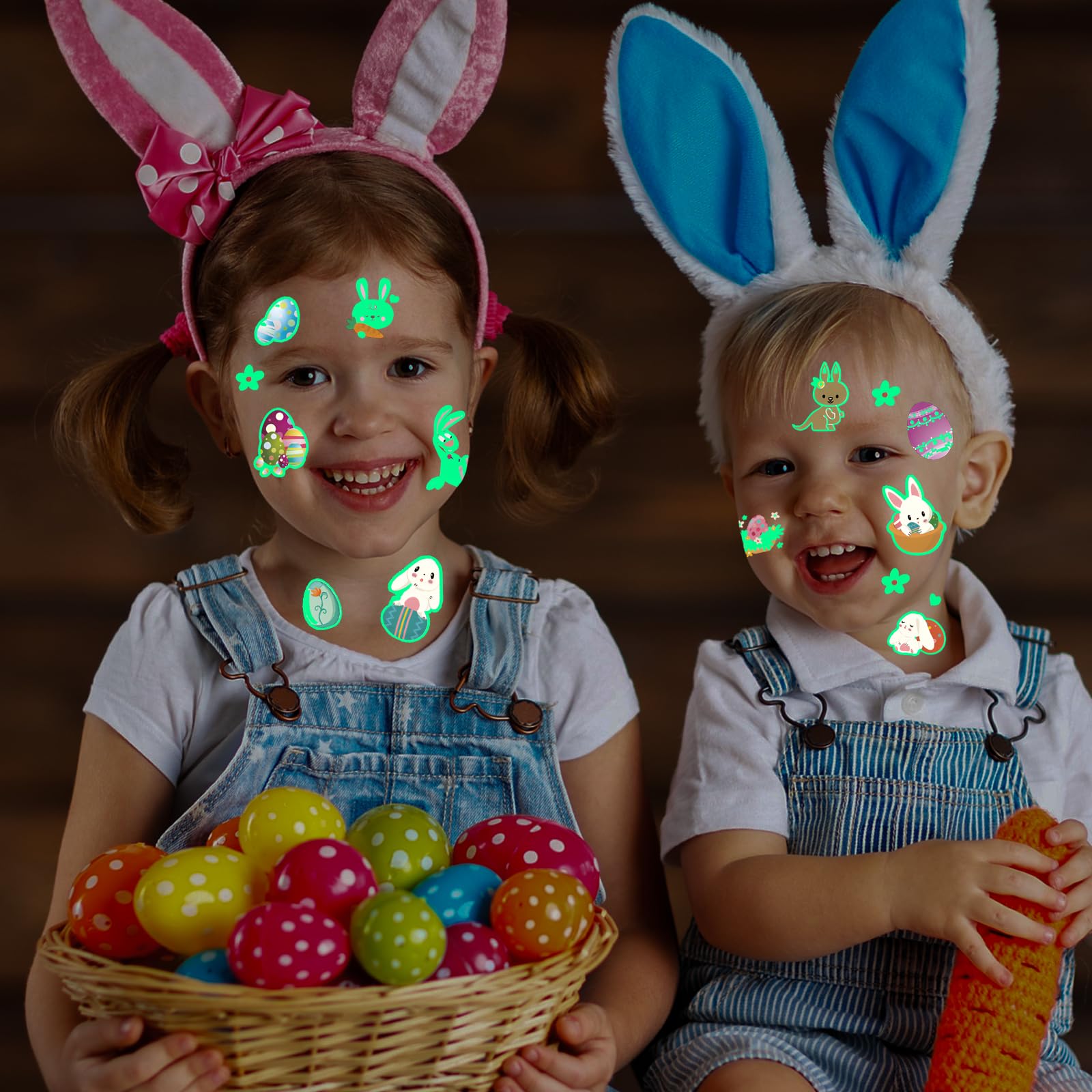 Glow in the Dark Easter Temporary Tattoos for Kids - 111 Styles Bunny Rabbit Egg Fake Tattoos | Easter Basket Stuffers, Party Favors, Goodie Bag Fillers & Holiday Decorations | Perfect for Easter Egg Hunts, Classroom Rewards & Spring Celebrations