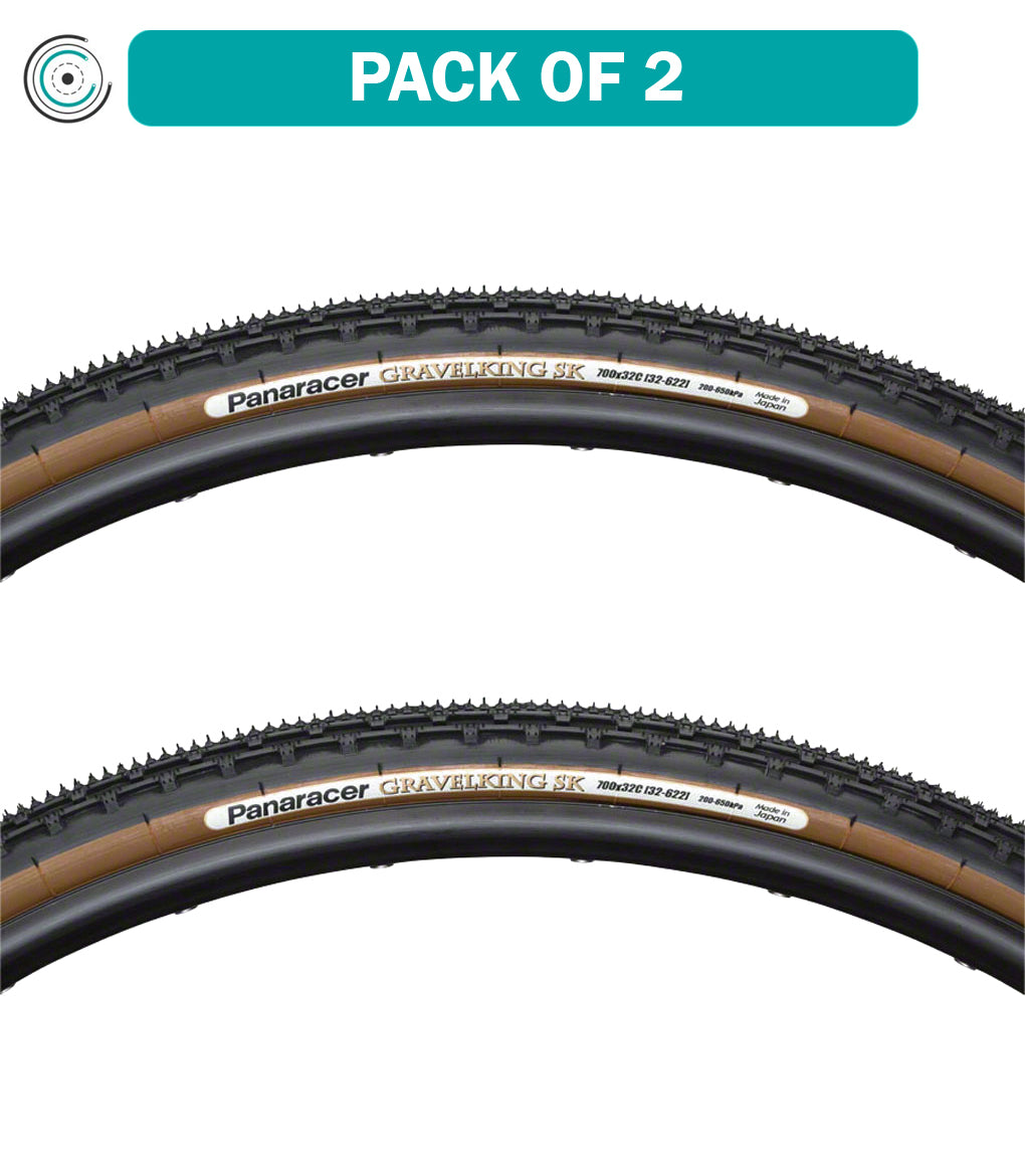 2 Pack Panaracer GravelKing SK Tubeless Folding Bike Tires - 700x38mm, Black/Brown (RF738 GKSK D) - Perfect for Gravel Riding, Adventure Cycling & Off-Road Biking