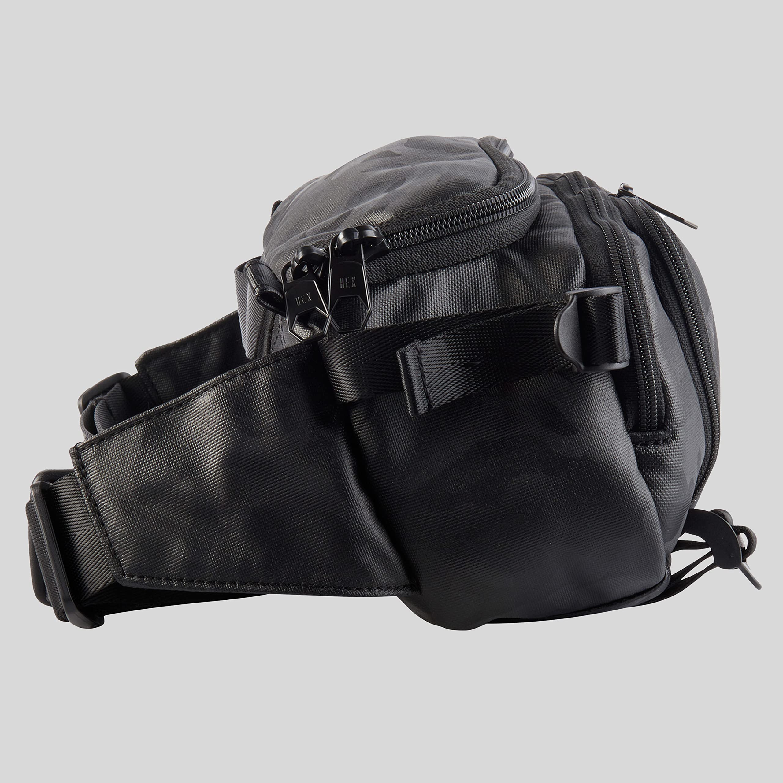HEX Ranger Camera Mini Sling Bag - Lightweight Water Resistant Mirrorless Camera Crossbody Bag with YKK Zippers, Interior Dividers & Adjustable Straps (Blackout Camo) - Perfect for Travel, Hiking & Outdoor Photography