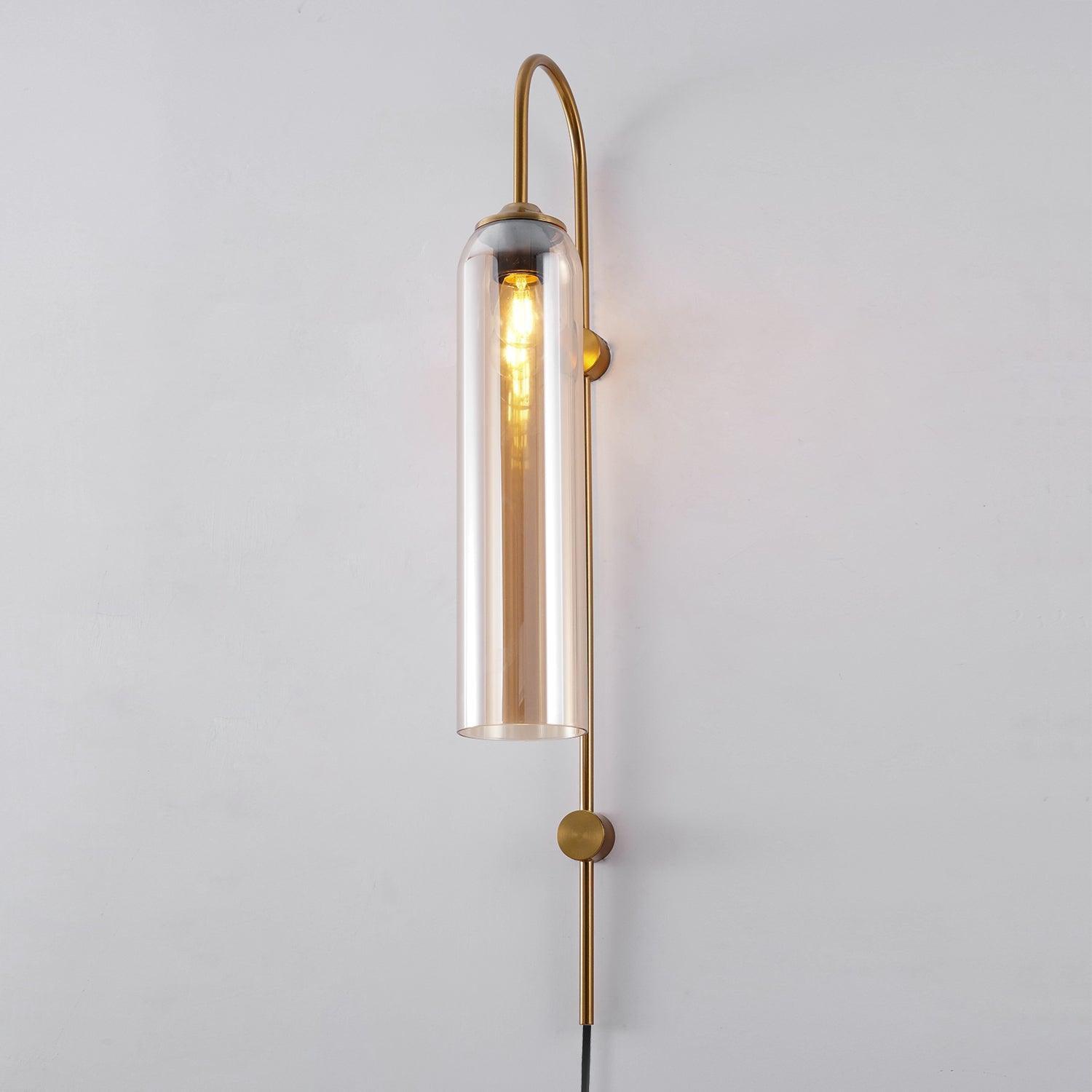 Modern Glass Plug-In Wall Sconce - Elegant Lighting Fixture for Bedroom, Living Room & Hallway Decor