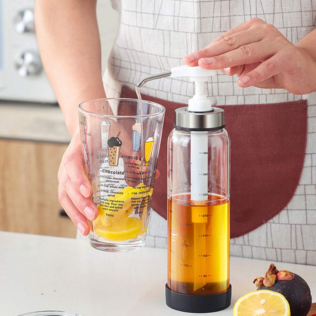 DOITOOL 500ml Leakproof Glass Sauce Pump Bottle - Olive Oil Dispenser for Kitchen, Ketchup, Mustard & Sauces | Durable Condiment Container for Restaurants, Cafes & Home Use