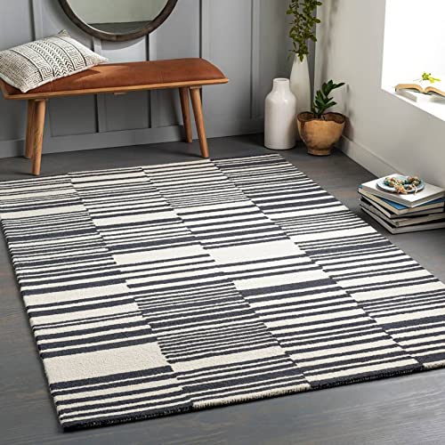 Mark&Day Modern Cream Area Rug 9x12 - Soft Tower Lakes Design in White, Blue & Black - Non-Slip Living Room, Bedroom & Kitchen Rug - Perfect for Home Decor & High Traffic Areas (9' x 12')