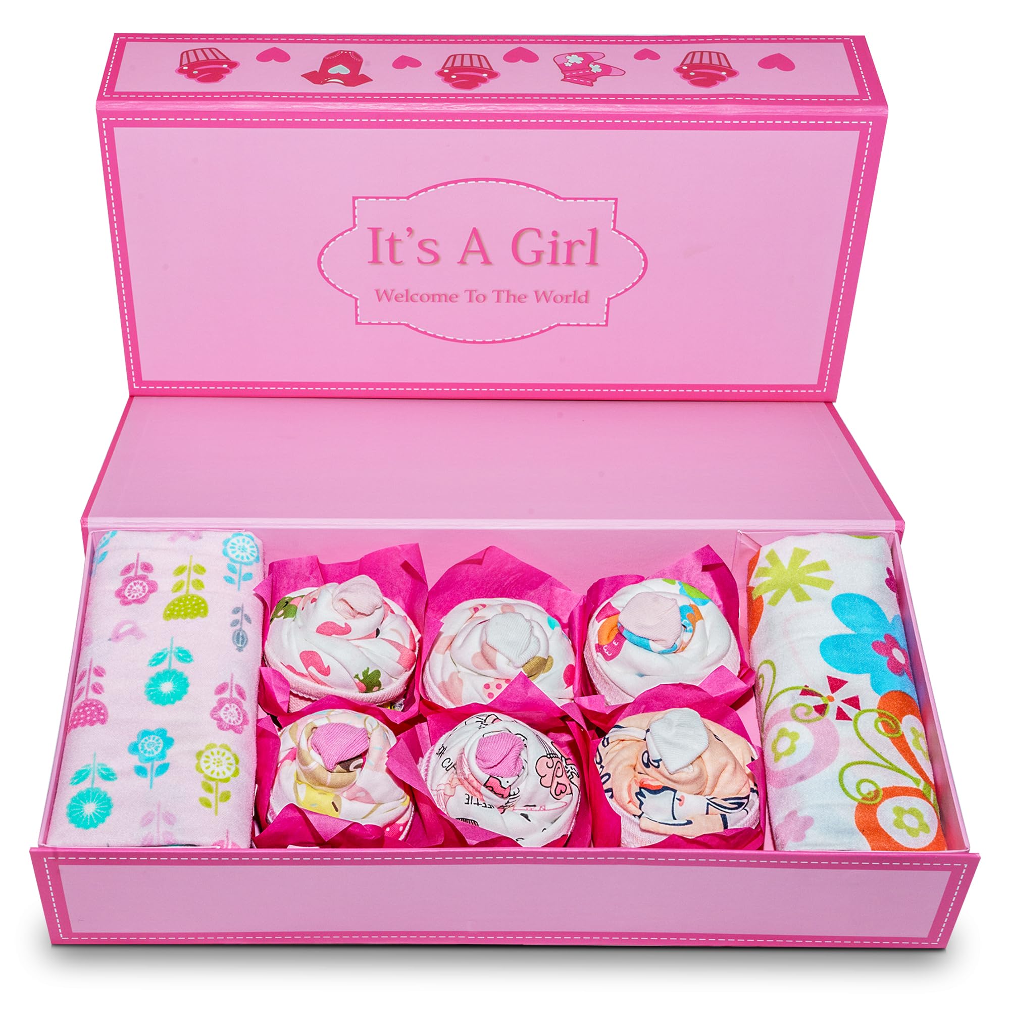 Adorable Pink Baby Girl Gift Set - Newborn Layette & Clothing for Expecting Moms | Perfect Baby Shower & Welcome Home Gift by Nikki’s Gift Baskets | Ideal for New Parents, First Birthday & Special Occasions