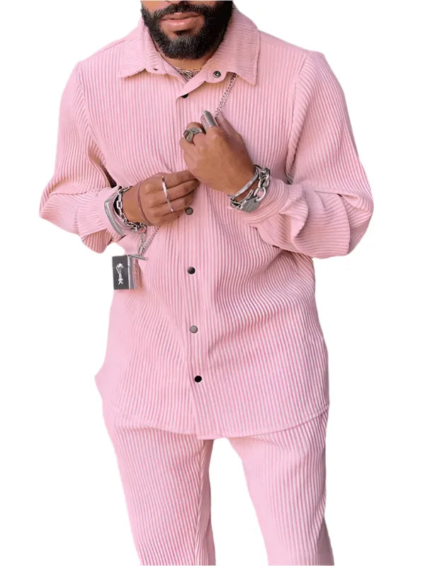 Men's Relaxed Striped Cotton Two Piece Set - Comfortable Casual Loungewear for Home, Travel & Everyday Wear
