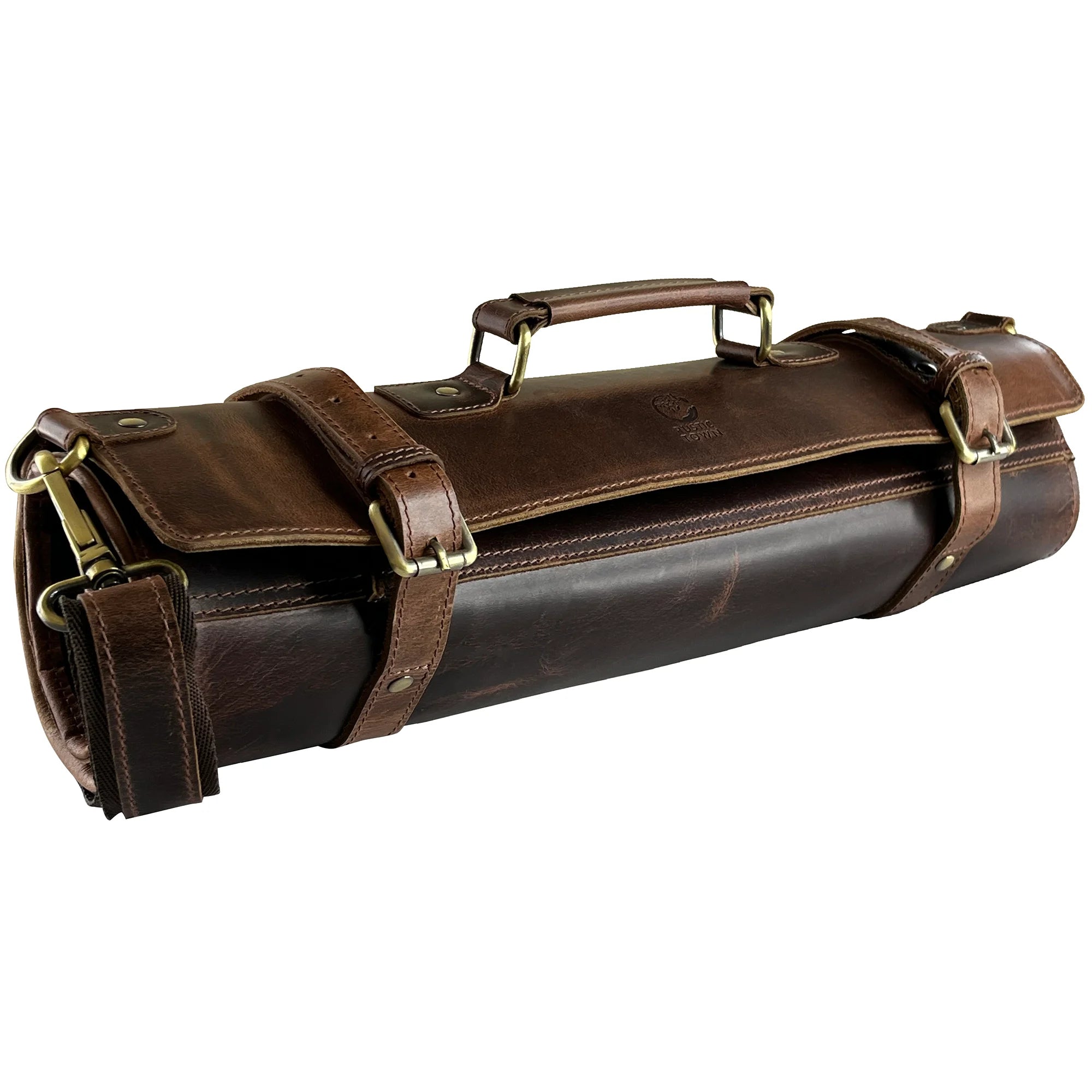 Premium Koch Knife Roll - Dark Brown Leather Knife Case for Chefs & Culinary Professionals - Perfect for Kitchen, Travel & Professional Cooking Classes