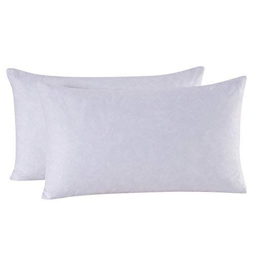 Premium Down Feather Throw Pillow Inserts Set of 2 - 12x20 Inches Soft Cotton Cover for Sofa, Couch & Bed - Perfect for Living Room Decor, Cozy Home Accents & Comfortable Lounging