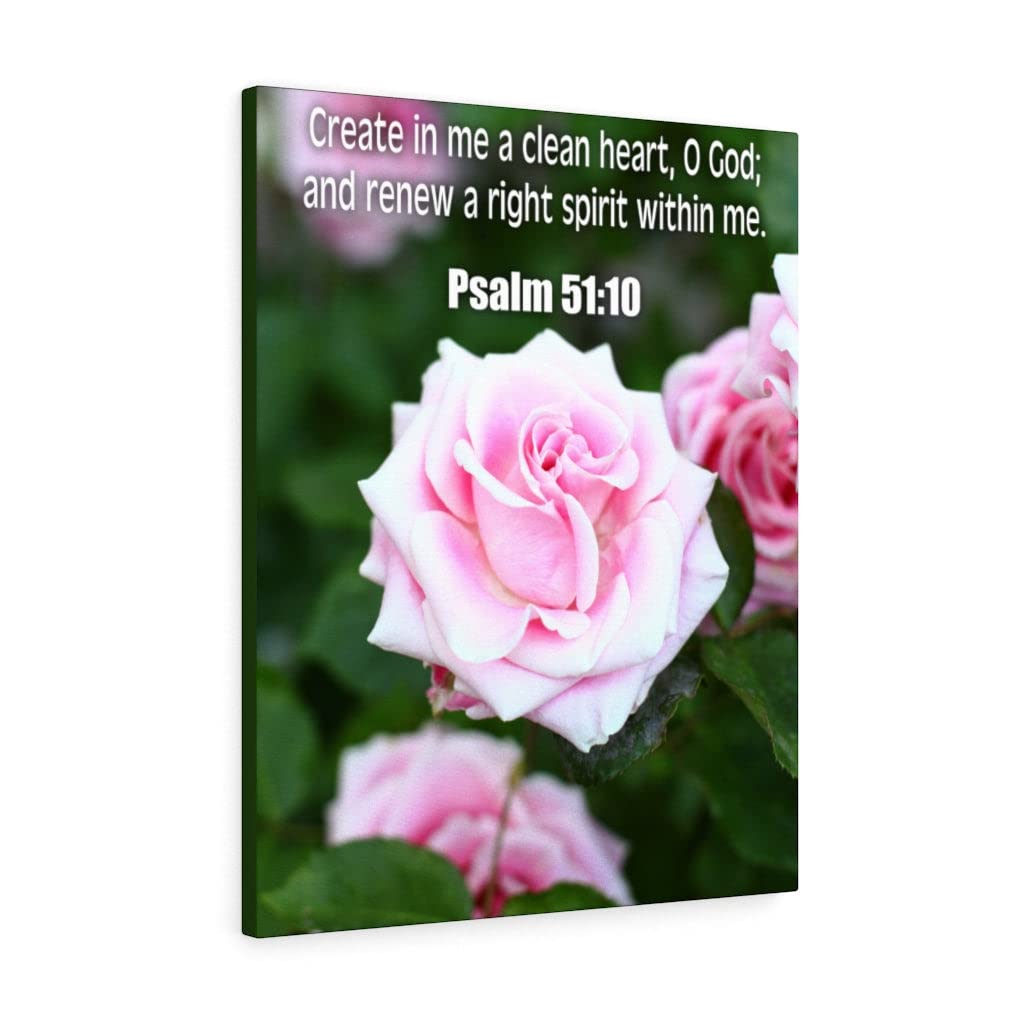 Bible Verse Canvas Art - Psalm 51:10 'Create in Me a Clean Heart' Christian Wall Decor - Perfect for Home, Church & Prayer Room Inspiration