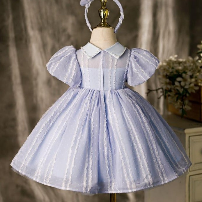 First Communion Dresses for Baby Girls - Princess Party Dress with Puff Sleeves, Elegant Retro Formal Gown for Church Ceremony & Special Occasions