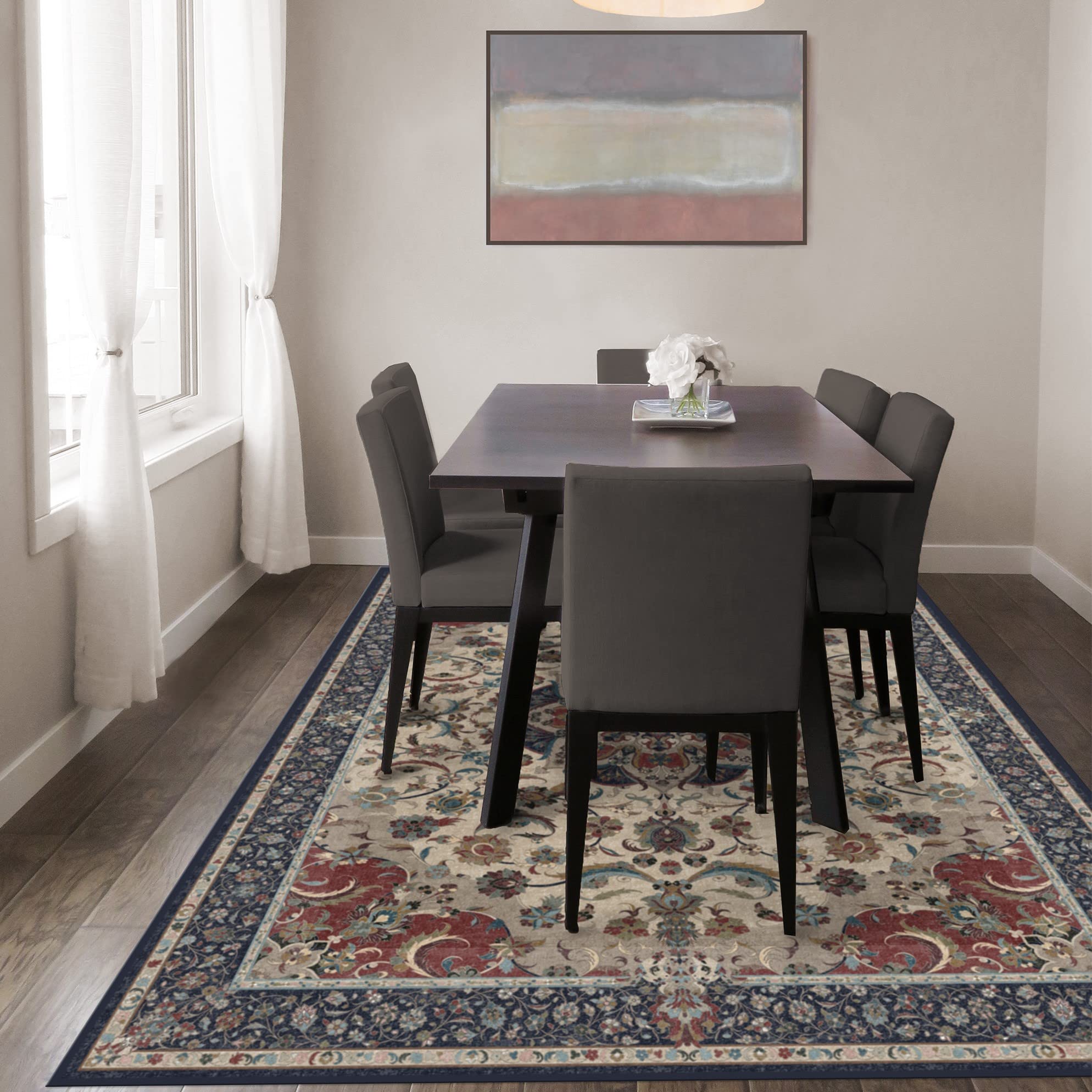 Washable 5x7 Area Rug by Ruggable - Sima Royal Blue, Non-Slip Gripper Pad, Premium Indoor Rug for Living Room, Bedroom, Kitchen, Office & Classroom | Easy to Clean, Stylish Home Decor for High Traffic Areas