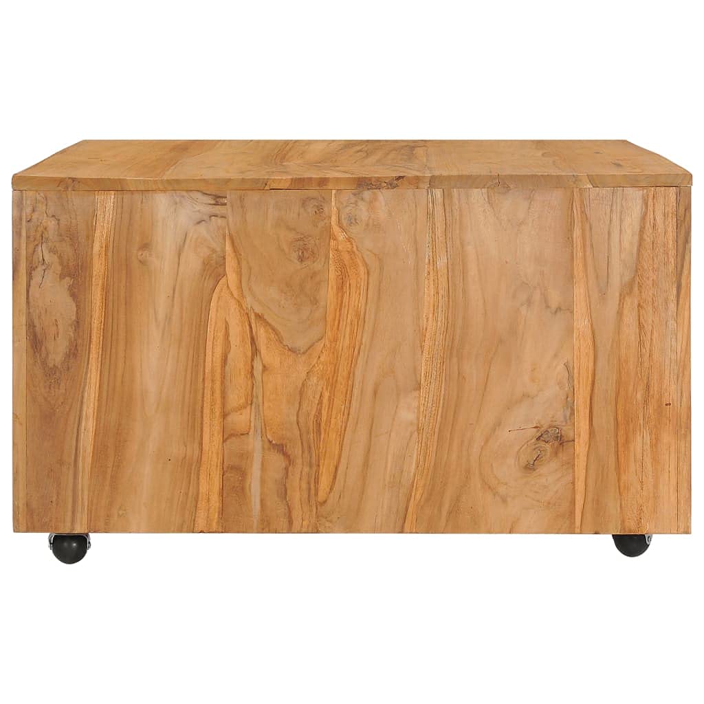 Solid Teak Wood Center Coffee Table with Open Shelf, 31.5