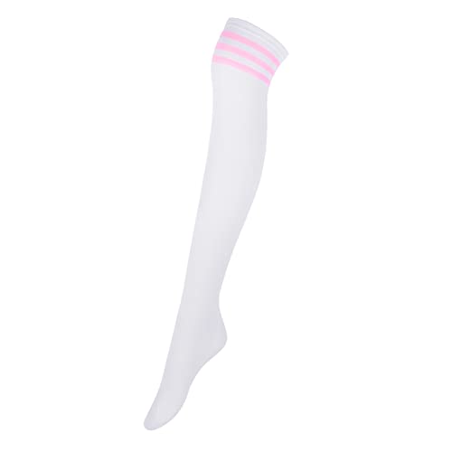1 Pair - White With Pink Stripes